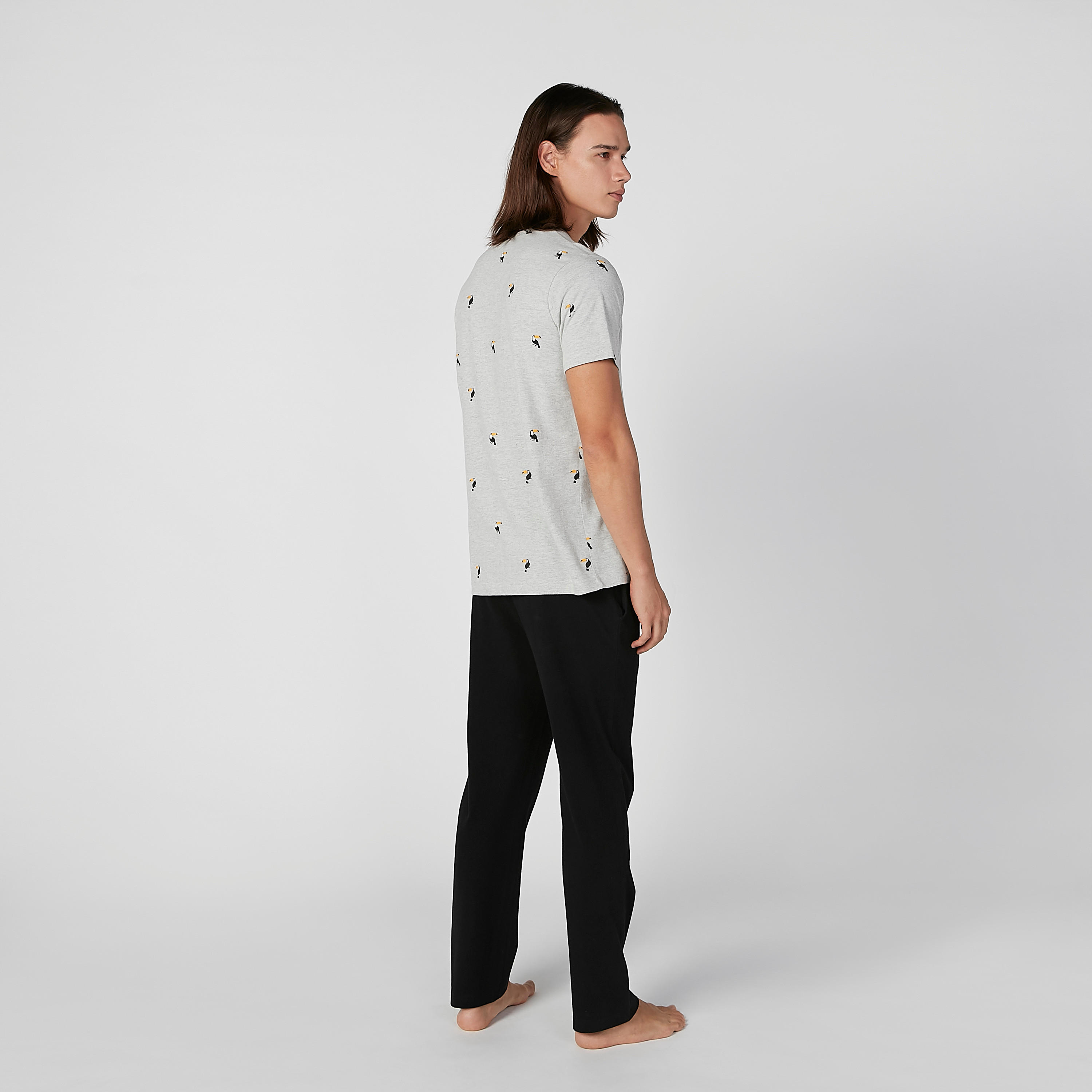Printed Round Neck T-shirt and Full Length Plain Pyjama Set-men-clothing-nightwear-sets-image-4