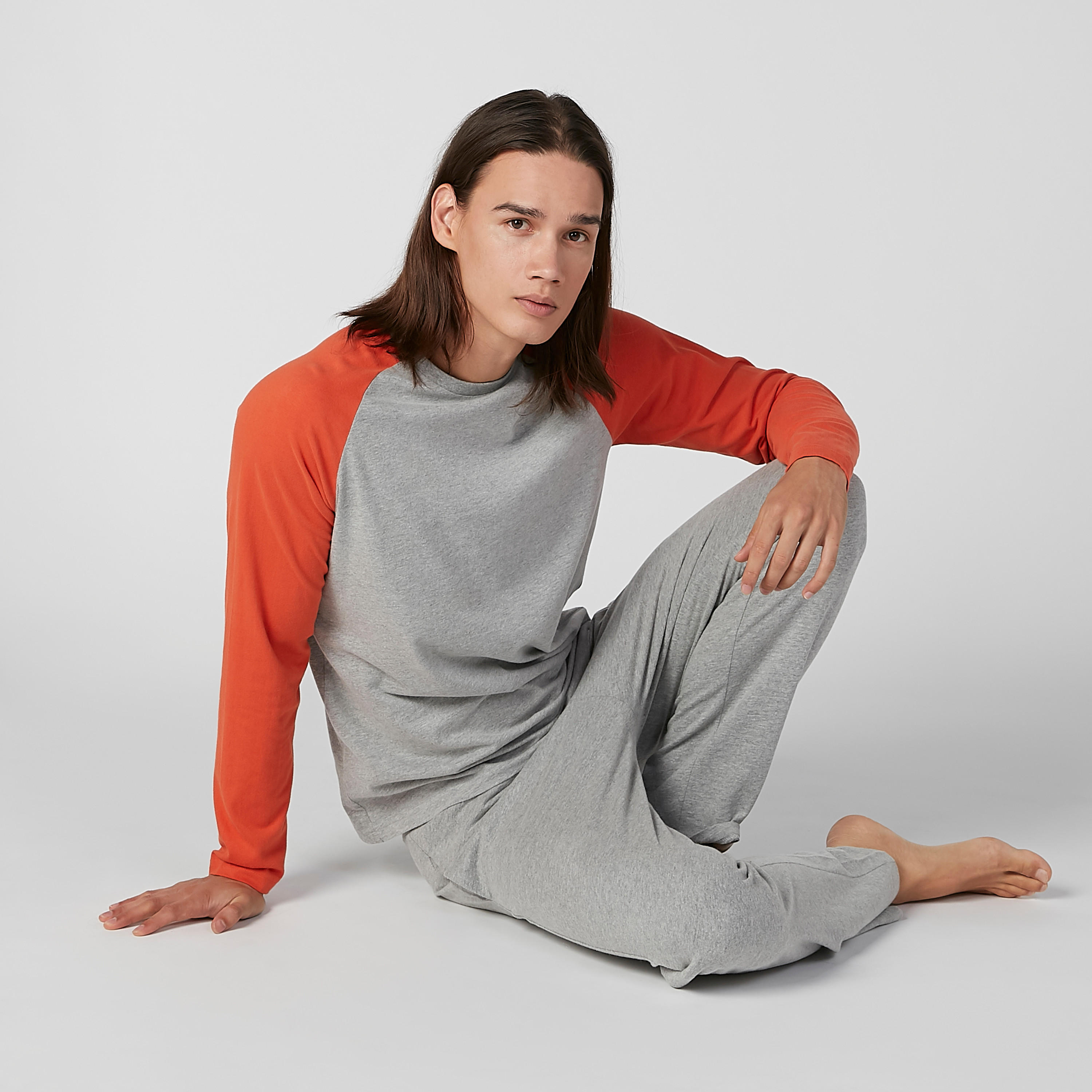 Plain Raglan Sleeves T-shirt and Full Length Pyjama Set-men-clothing-nightwear-sets-image-1