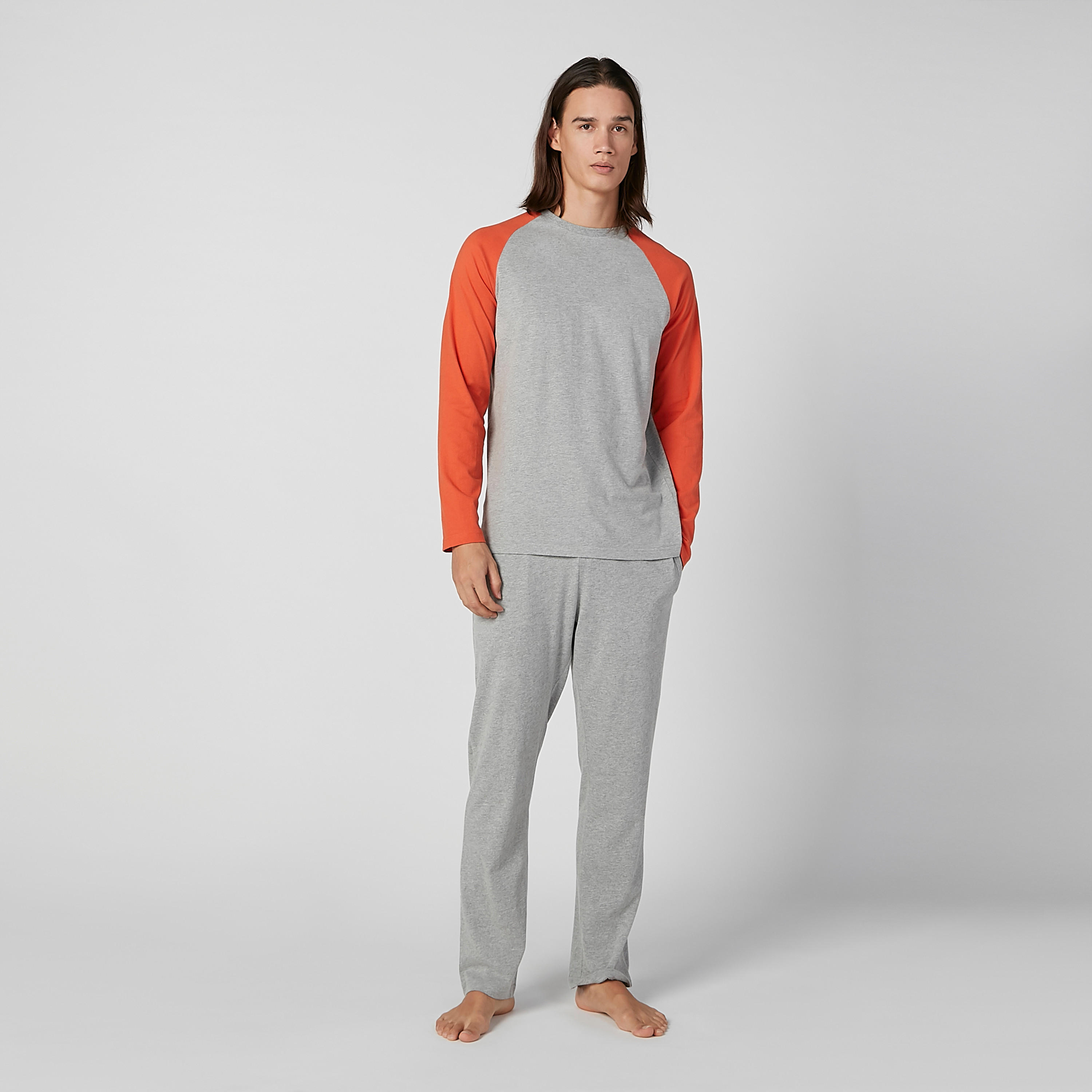 Plain Raglan Sleeves T-shirt and Full Length Pyjama Set-men-clothing-nightwear-sets-image-2
