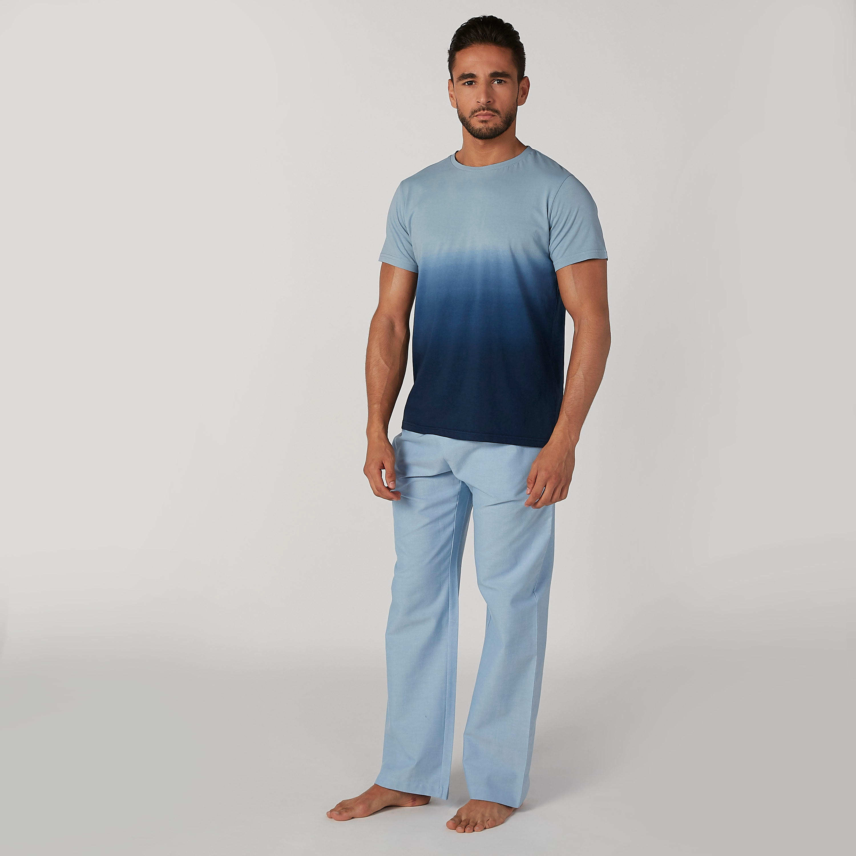 Plain Round Neck T-shirt and Full Length Pyjama Set-men-clothing-nightwear-sets-image-1