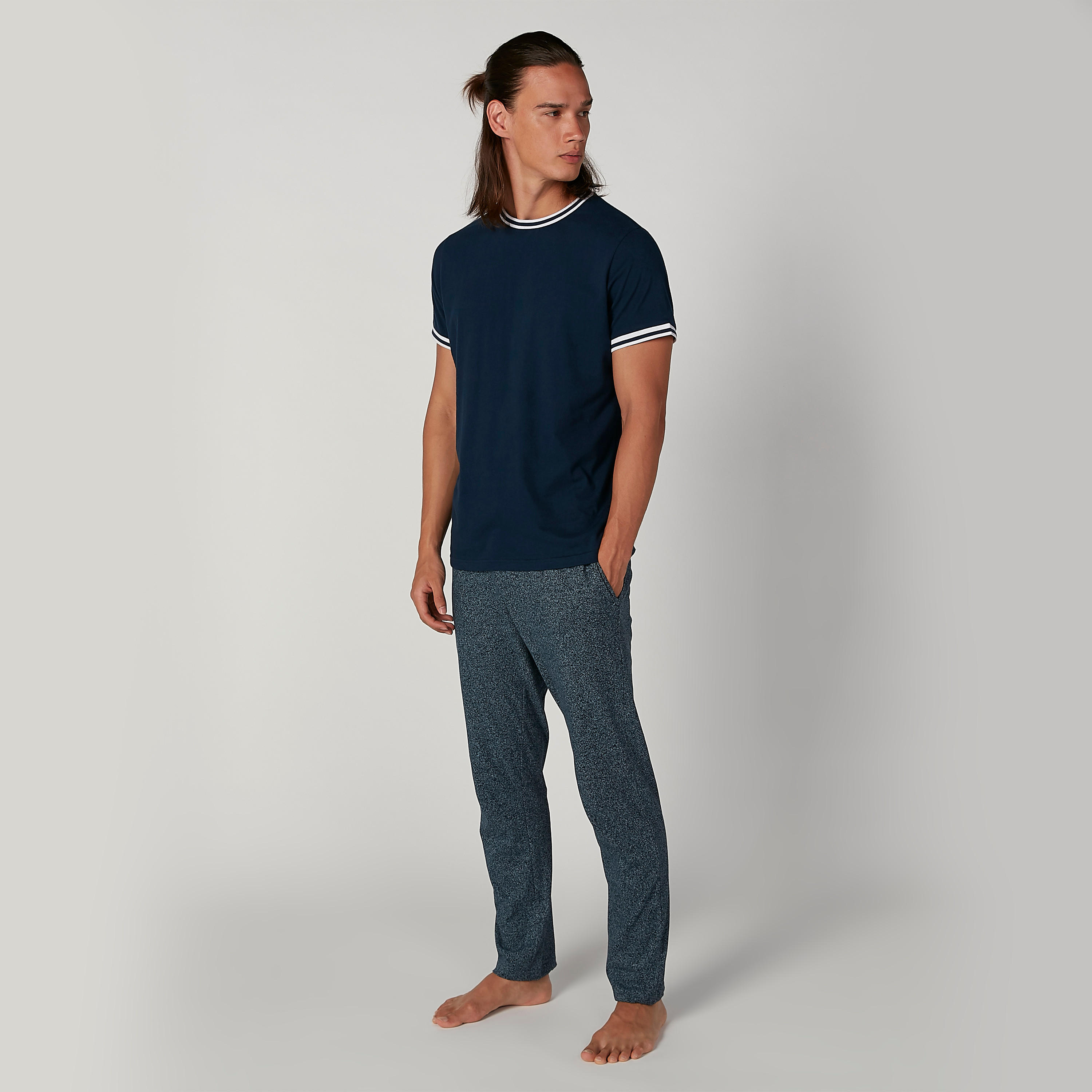 Plain Round Neck T-shirt and Full Length Pyjama Set-men-clothing-nightwear-sets-image-2