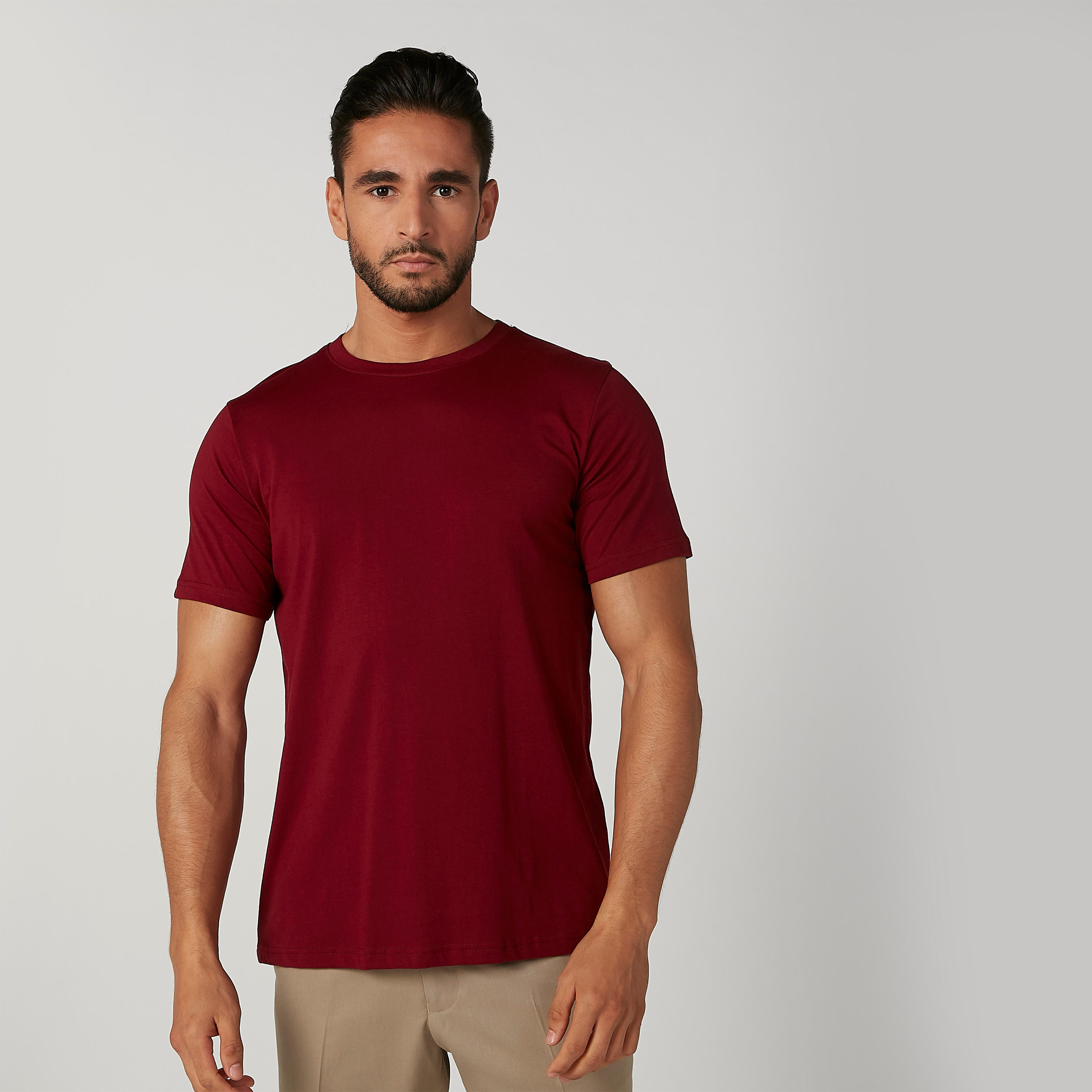 تيشيرت سادة بياقة مستديرة وأكمام قصيرة – طقم من قطعتين-men-clothing-tshirtsandpolos-tshirts-image-2