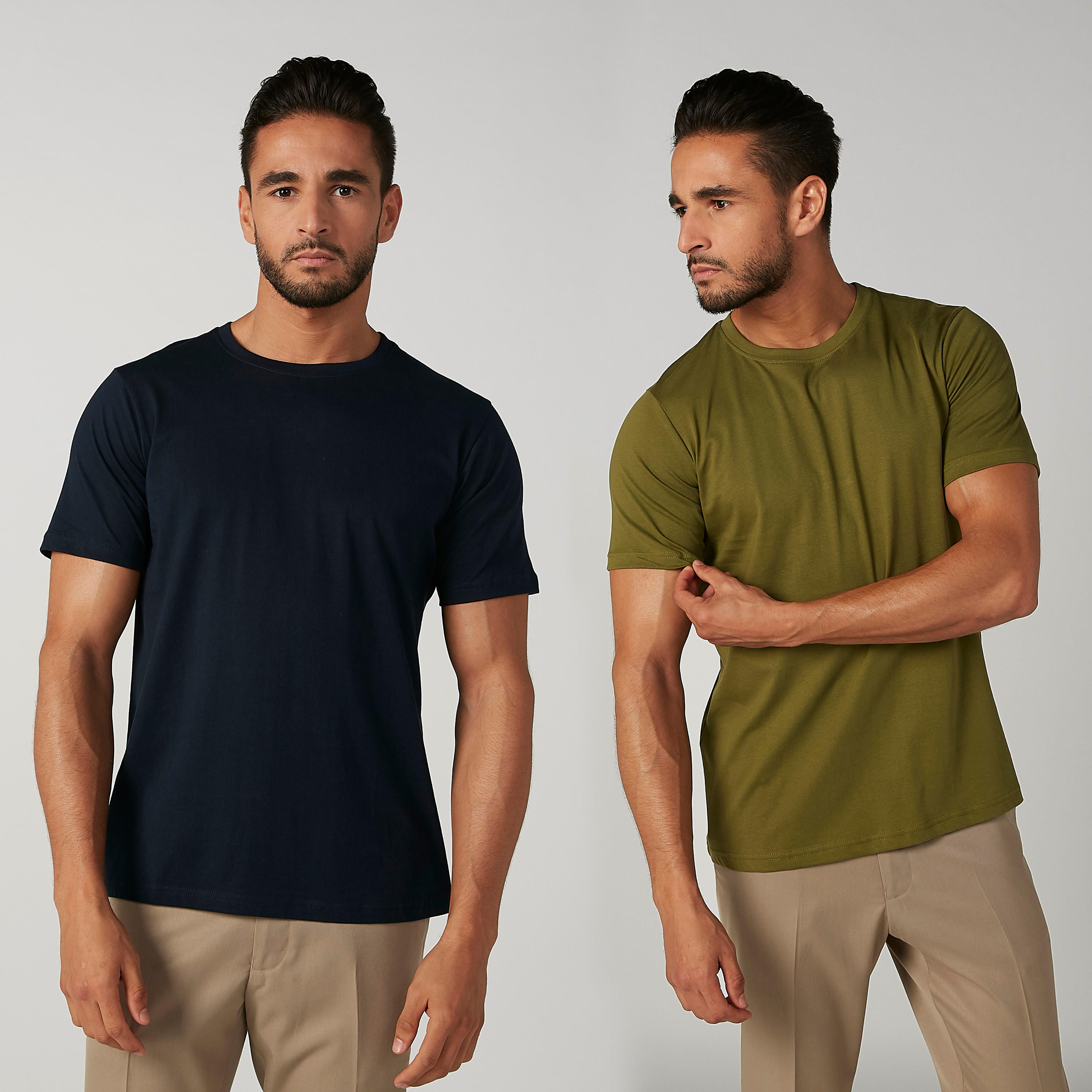 فيست سادة بياقة مستديرة وأكمام قصيرة - طقم من قطعتين-men-clothing-tshirtsandpolos-vests-image-1