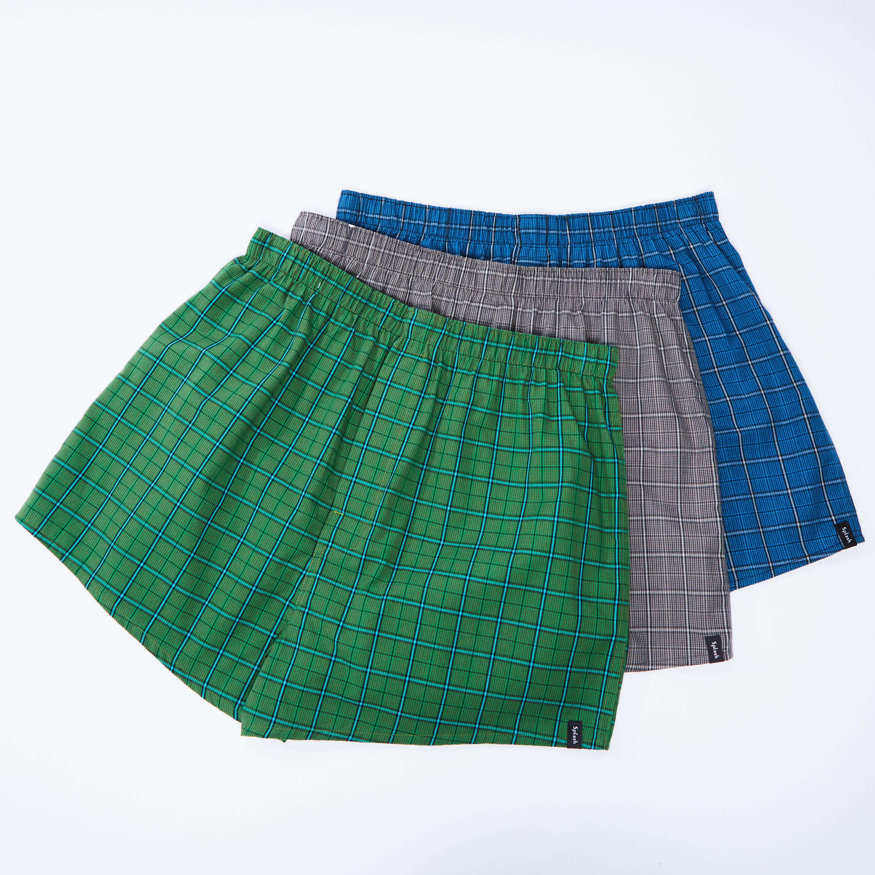 سراويل بوكسر كاروهات متنوعة بخصر مطّاطي - طقم من 3 قطع-men-clothing-innerwear-underwear-image-1