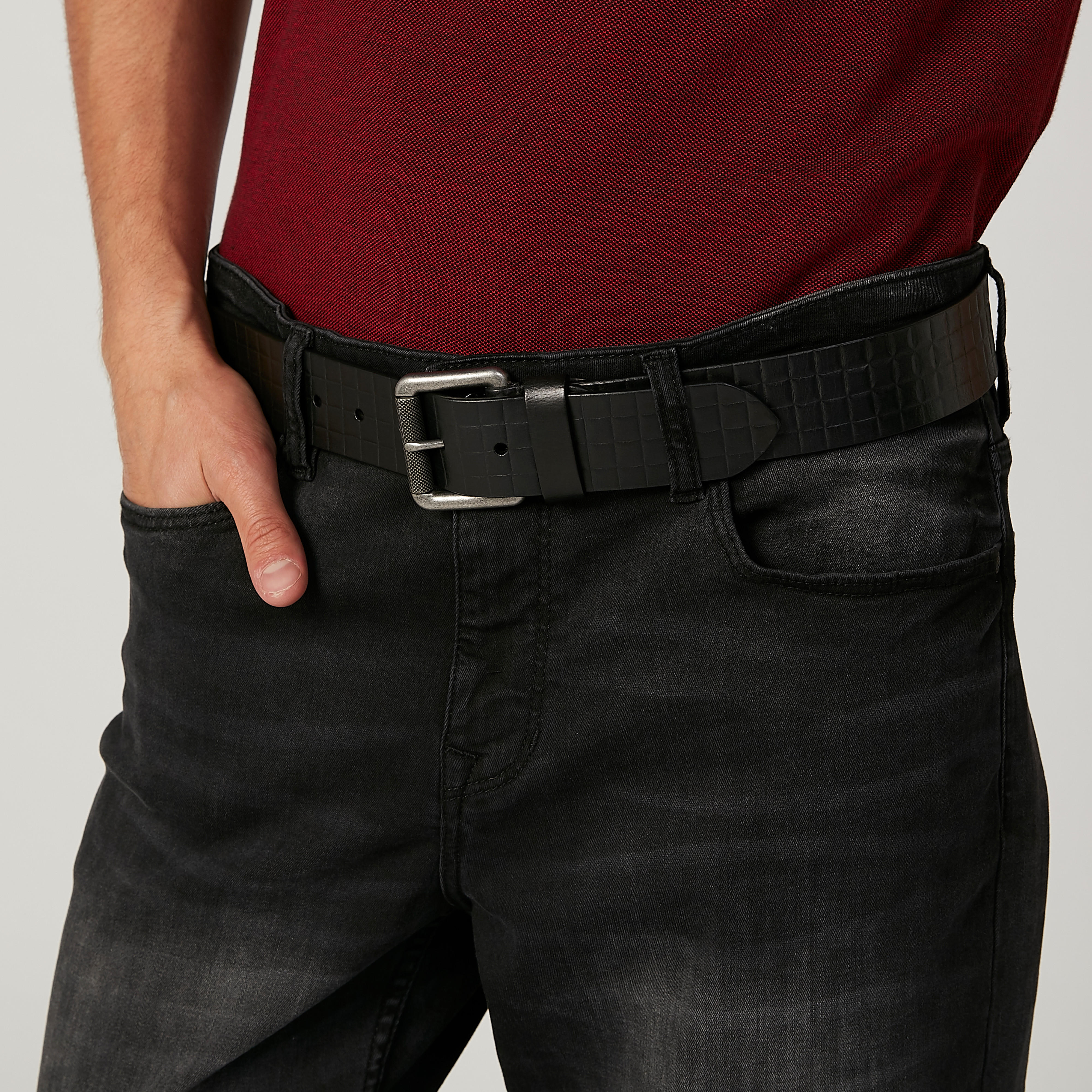 Textured Belt with Pin Buckle Closure-men-beltsandwallets-belts-image-2
