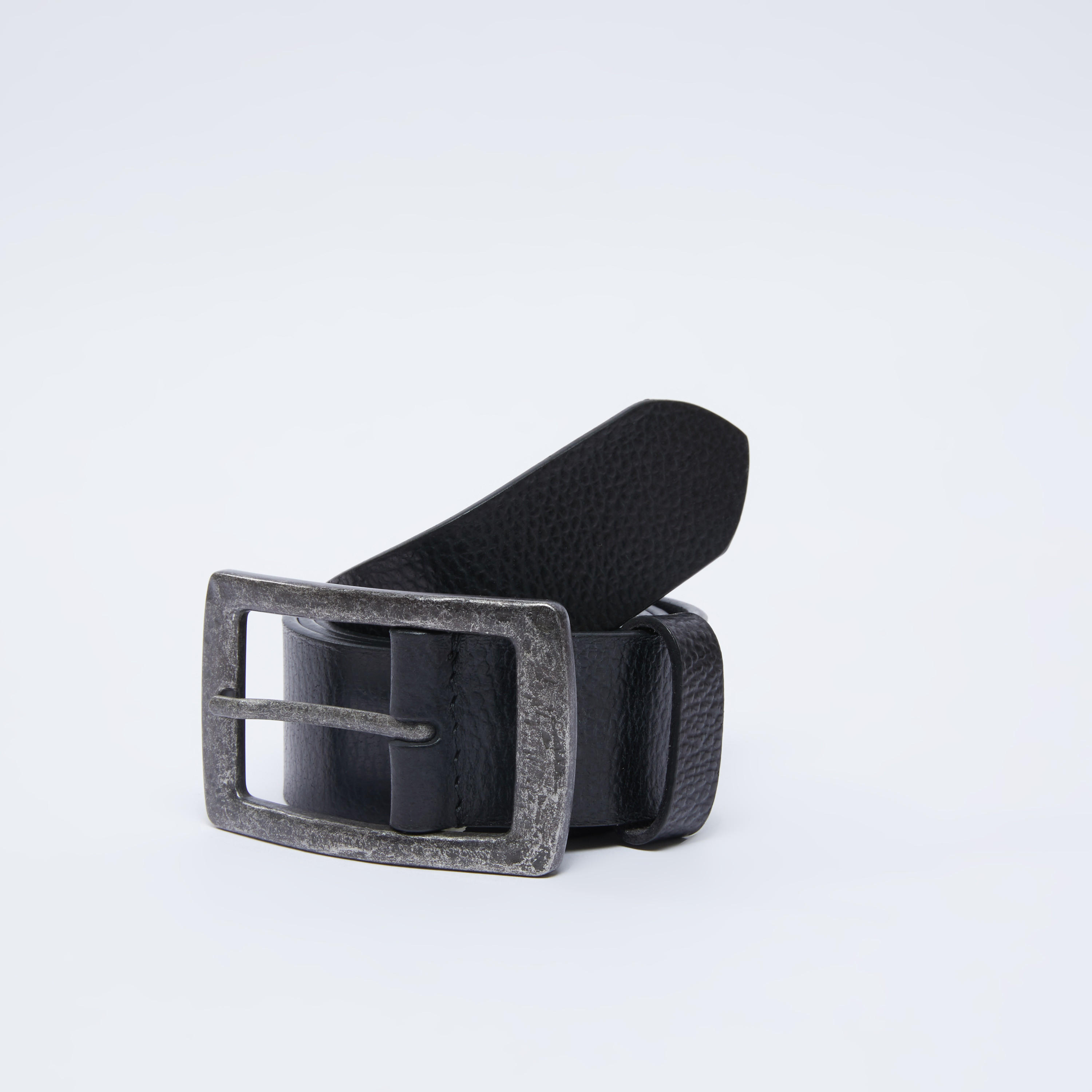 حزام بارز الملمس بإبزيم بدبوس-men-beltsandwallets-belts-image-1