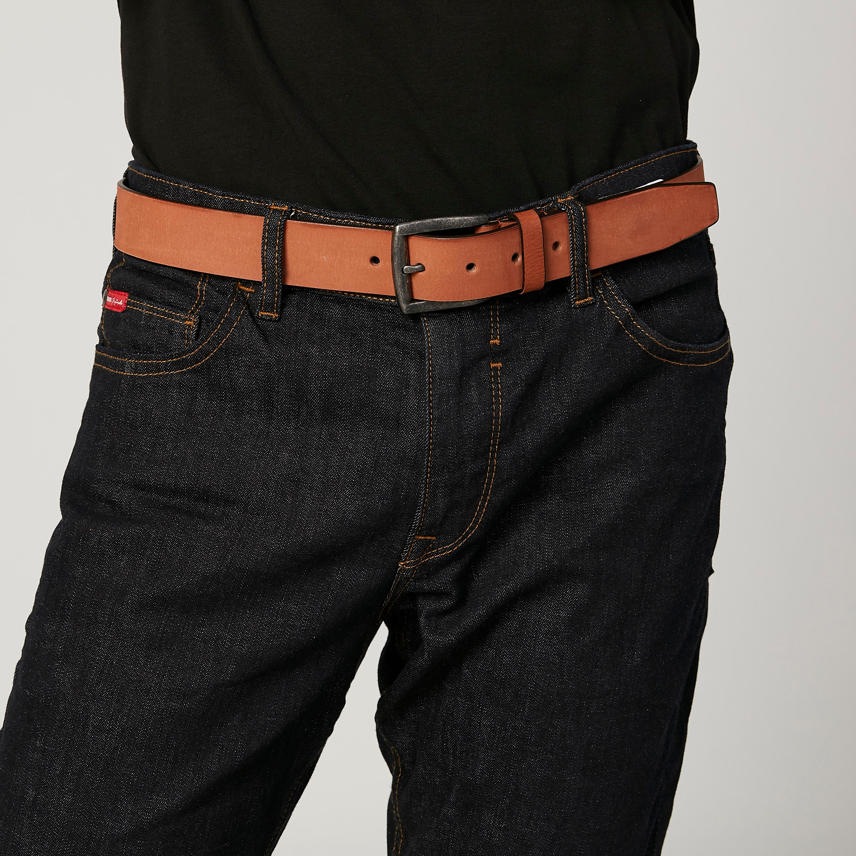 حزام بارز الملمس بإبزيم بدبوس-men-beltsandwallets-belts-image-2