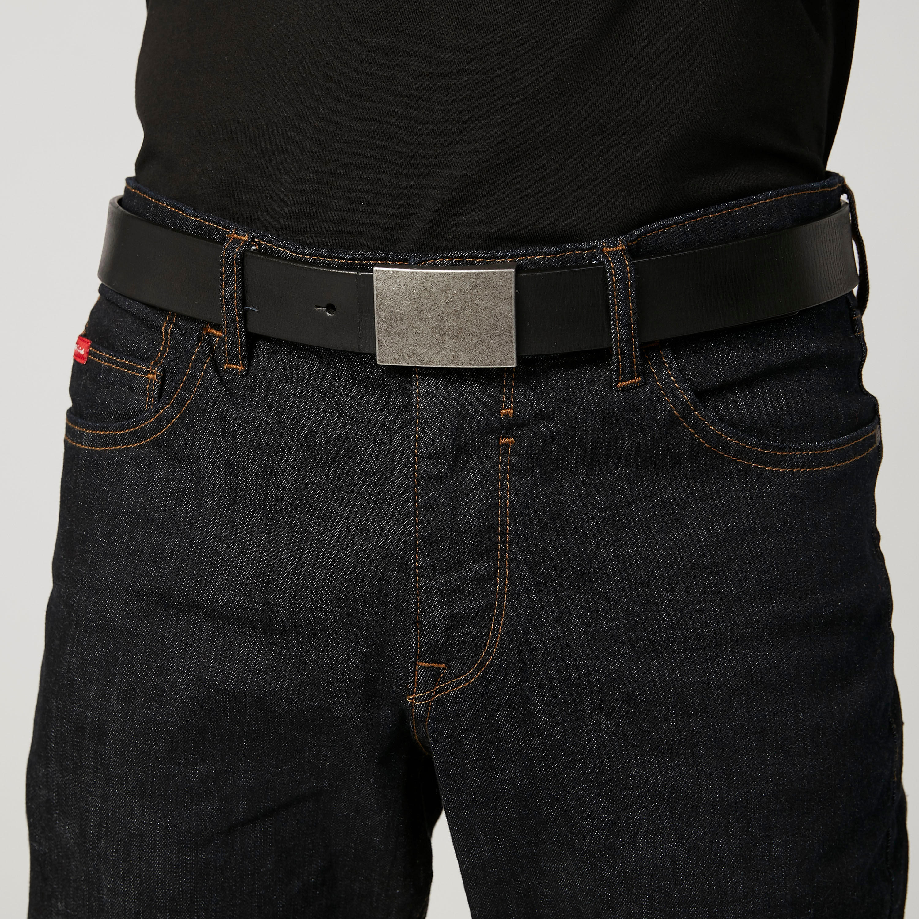 حزام بارز الملمس بإبزيم دبوس-men-beltsandwallets-belts-image-2