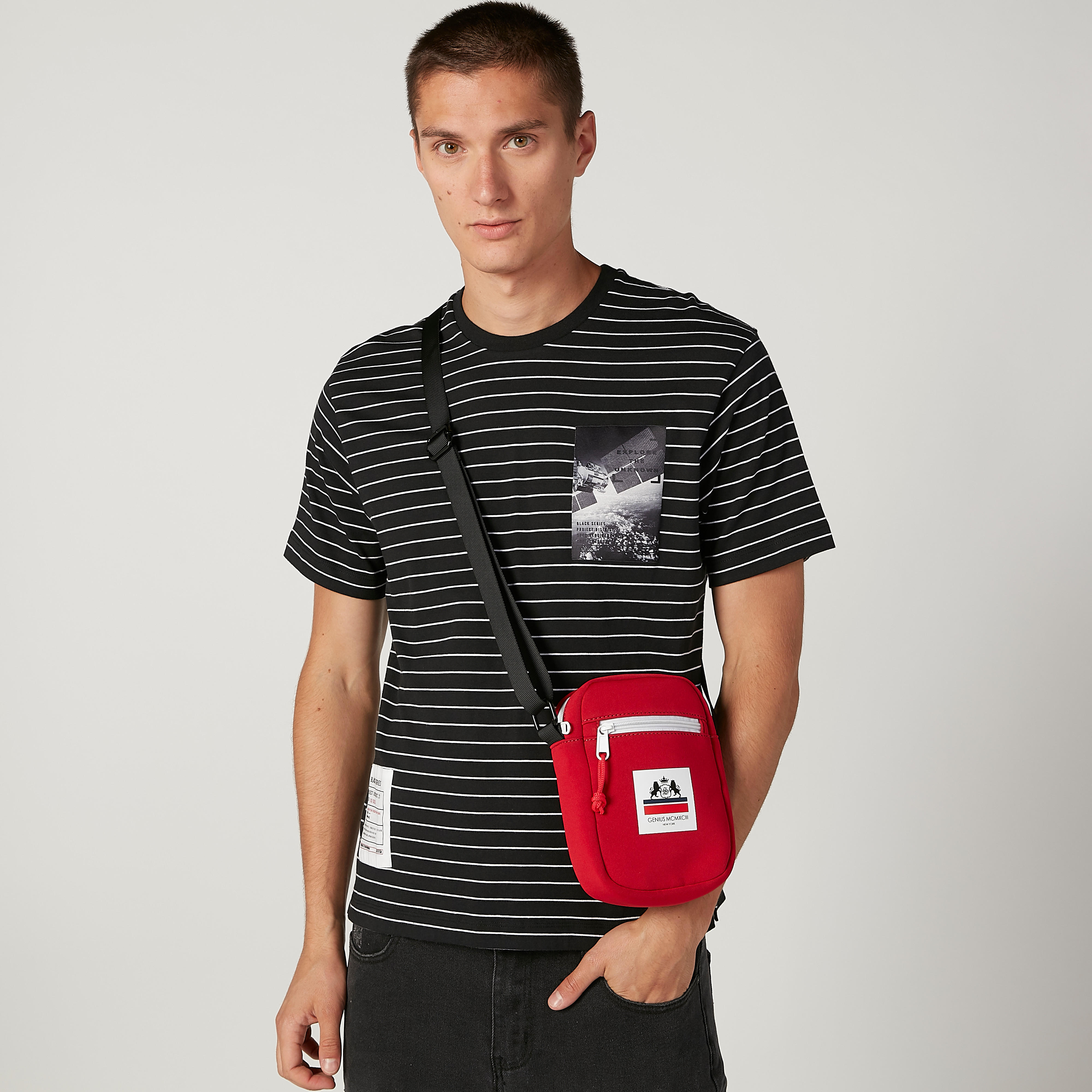 Printed Crossbody Bag with Adjustable Strap and Zip Closure-men-bags-image-2
