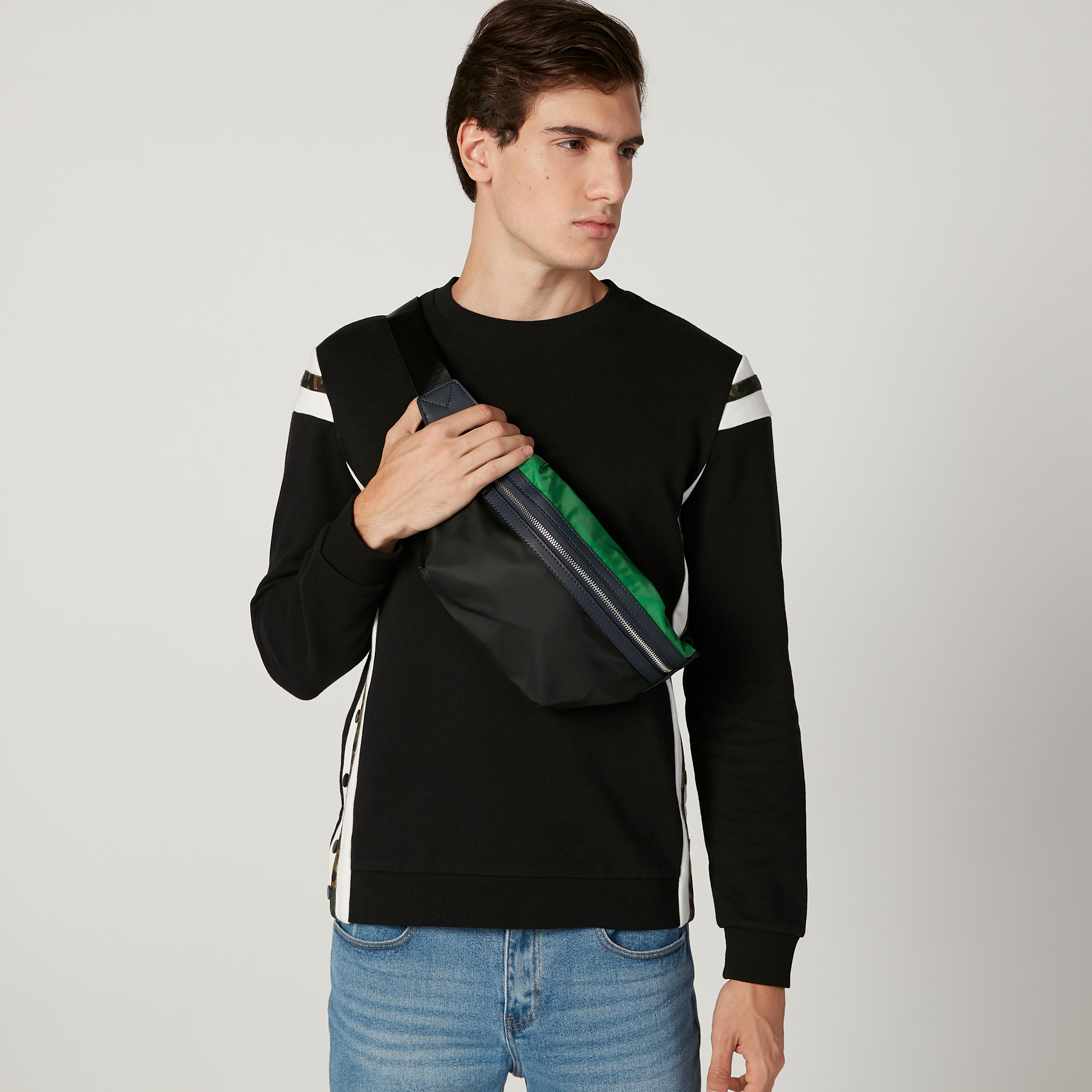 Textured Fanny Pack with Adjustable Strap and Buckle Closure-men-bags-image-2