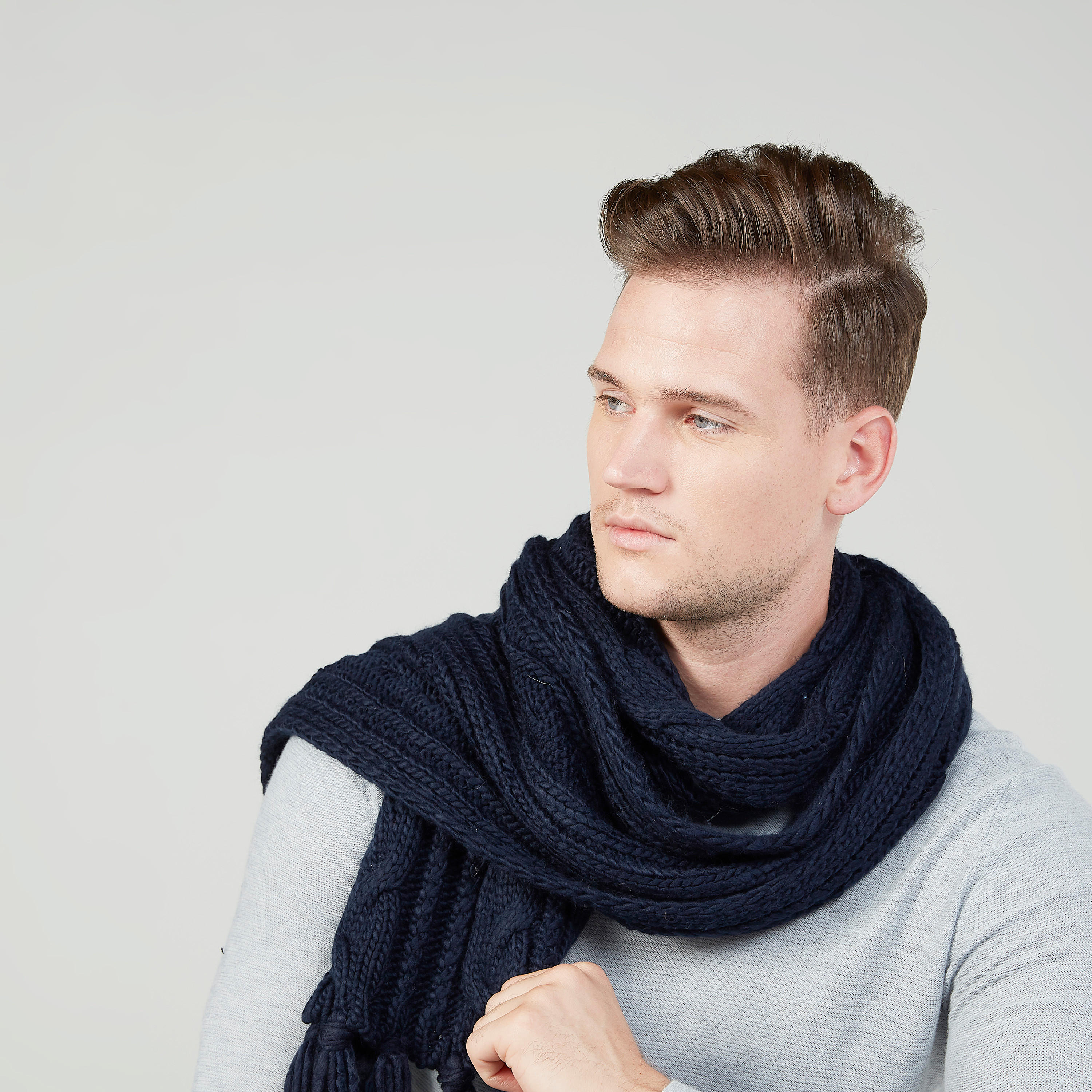 Textured Scarf with Tassels-men-scarvesandgloves-image-2