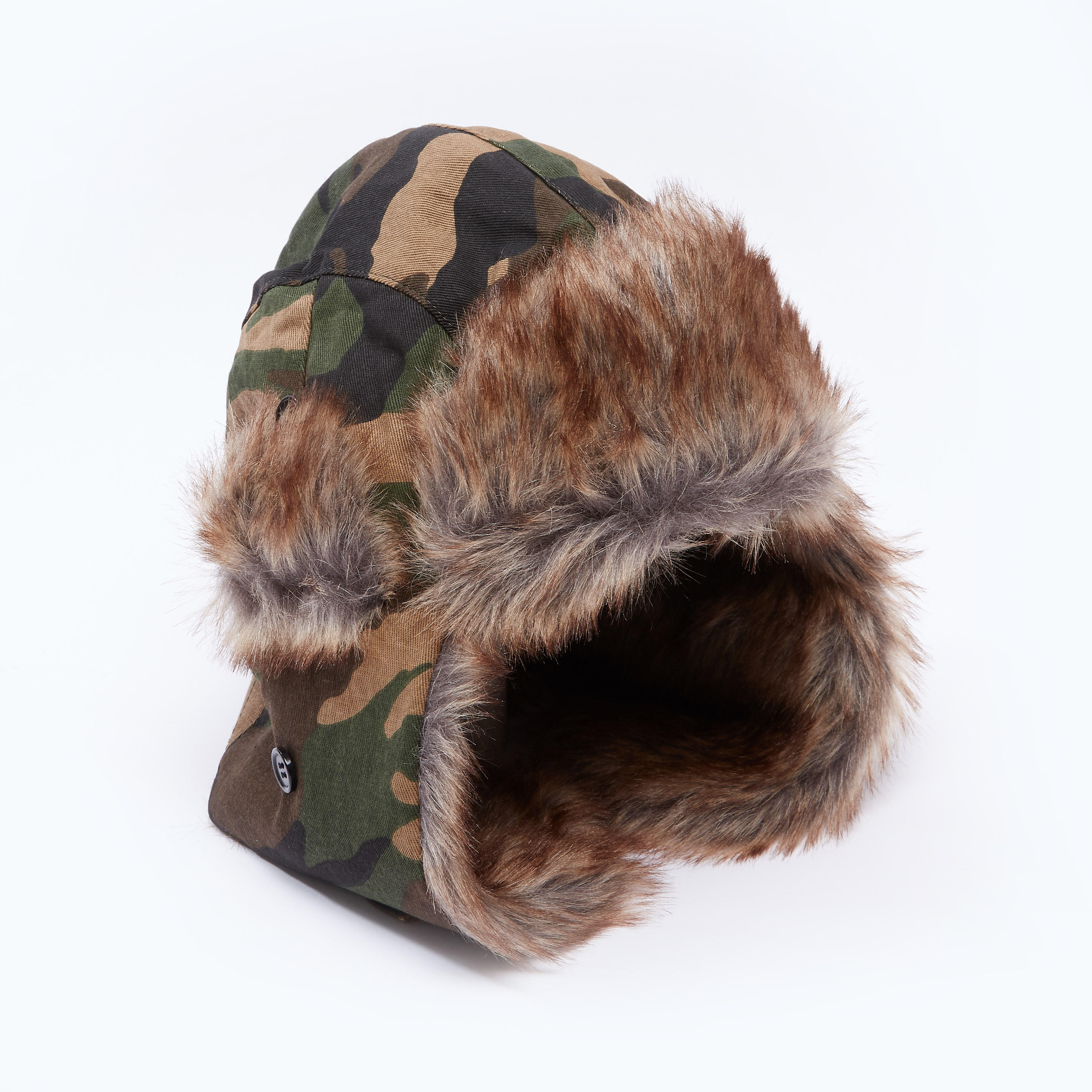 Camouflage Printed Cap with Plush Detail and Button Closure-men-caps-image-1
