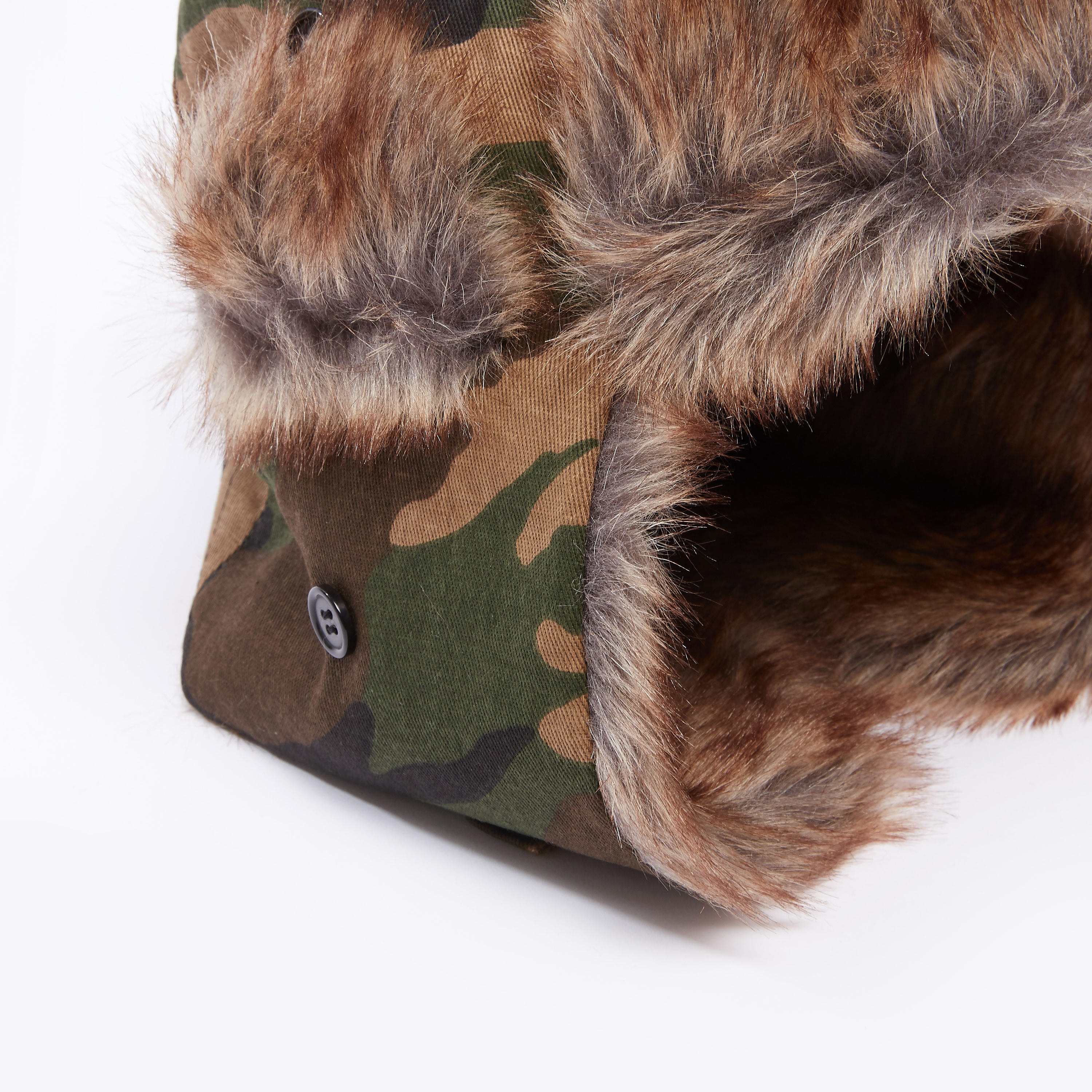 Camouflage Printed Cap with Plush Detail and Button Closure-men-caps-image-3