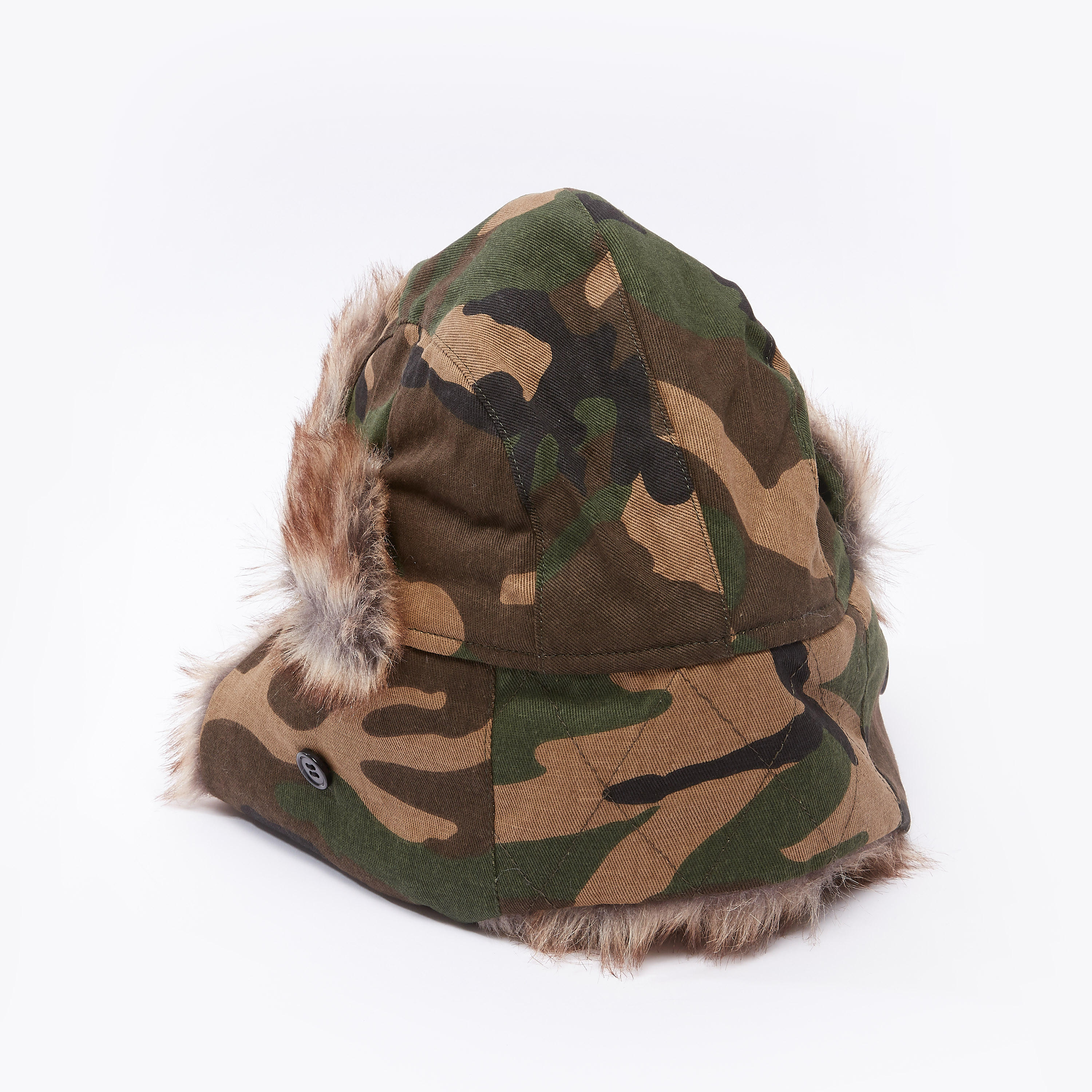 Camouflage Printed Cap with Plush Detail and Button Closure-men-caps-image-4
