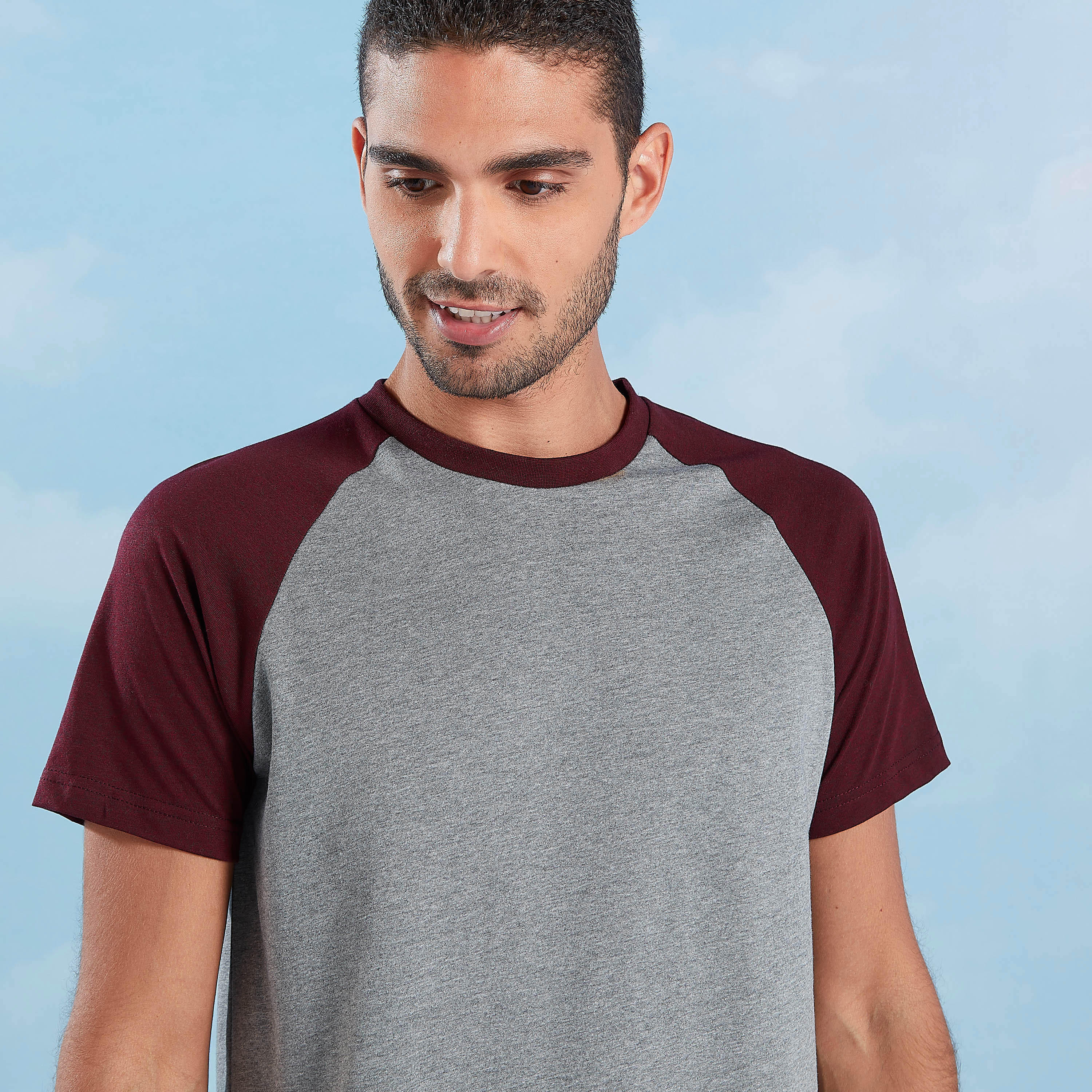 Plain Raglan Sleeves T-shirt and Full Length Pyjama Set-men-clothing-nightwear-sets-image-4