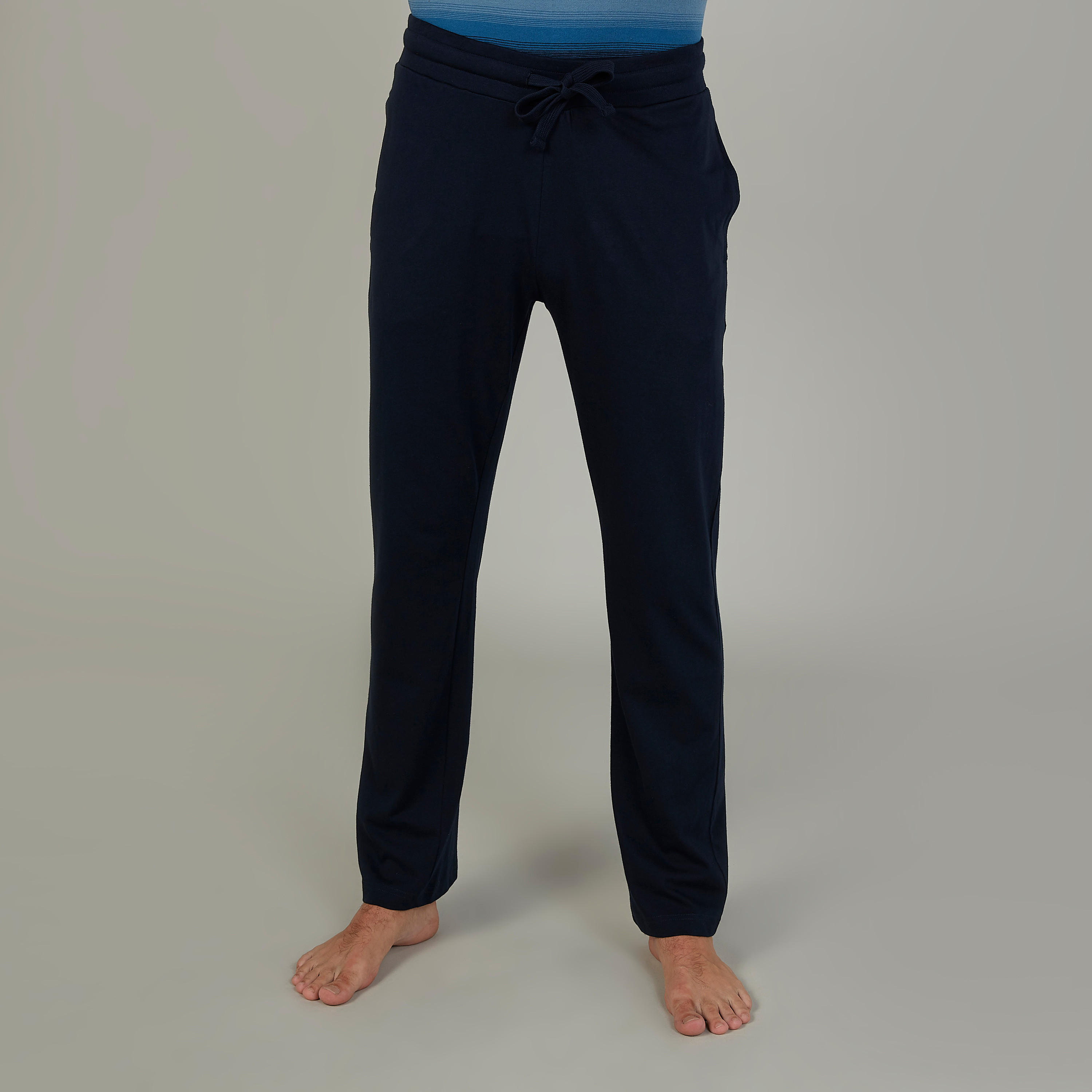 Striped Round Neck T-shirt and Full Length Plain Pyjama Set-men-clothing-nightwear-sets-image-5