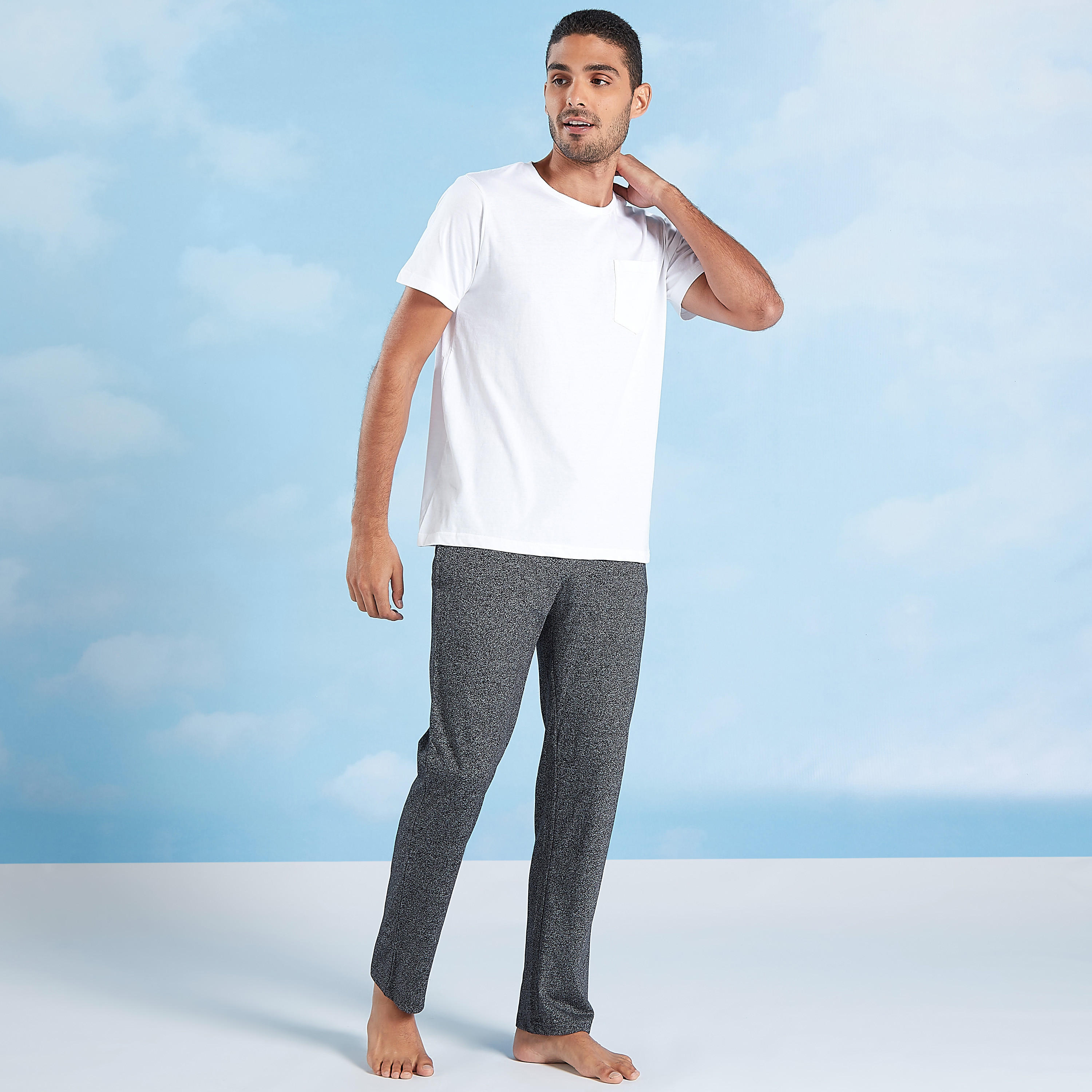 Plain Round Neck T-shirt and Full Length Pyjama Set-men-clothing-nightwear-sets-image-2