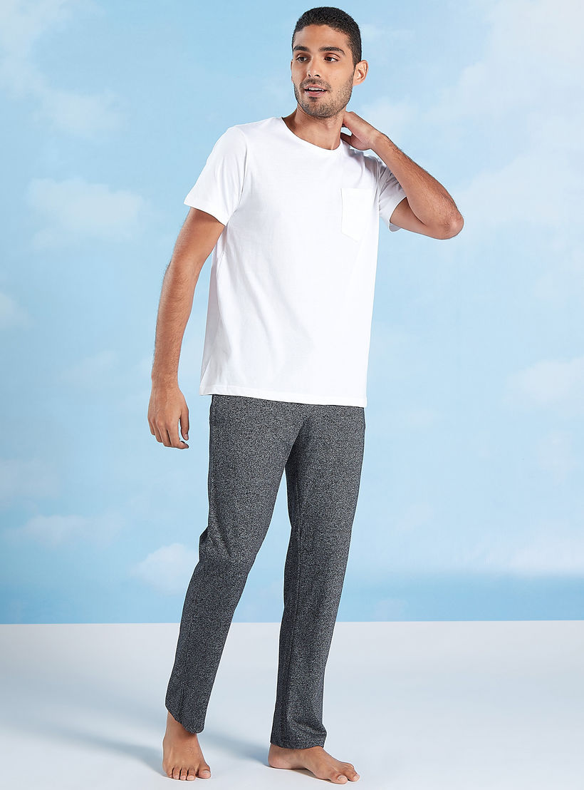Plain Round Neck T-shirt and Full Length Pyjama Set-men-clothing-nightwear-sets-image-2