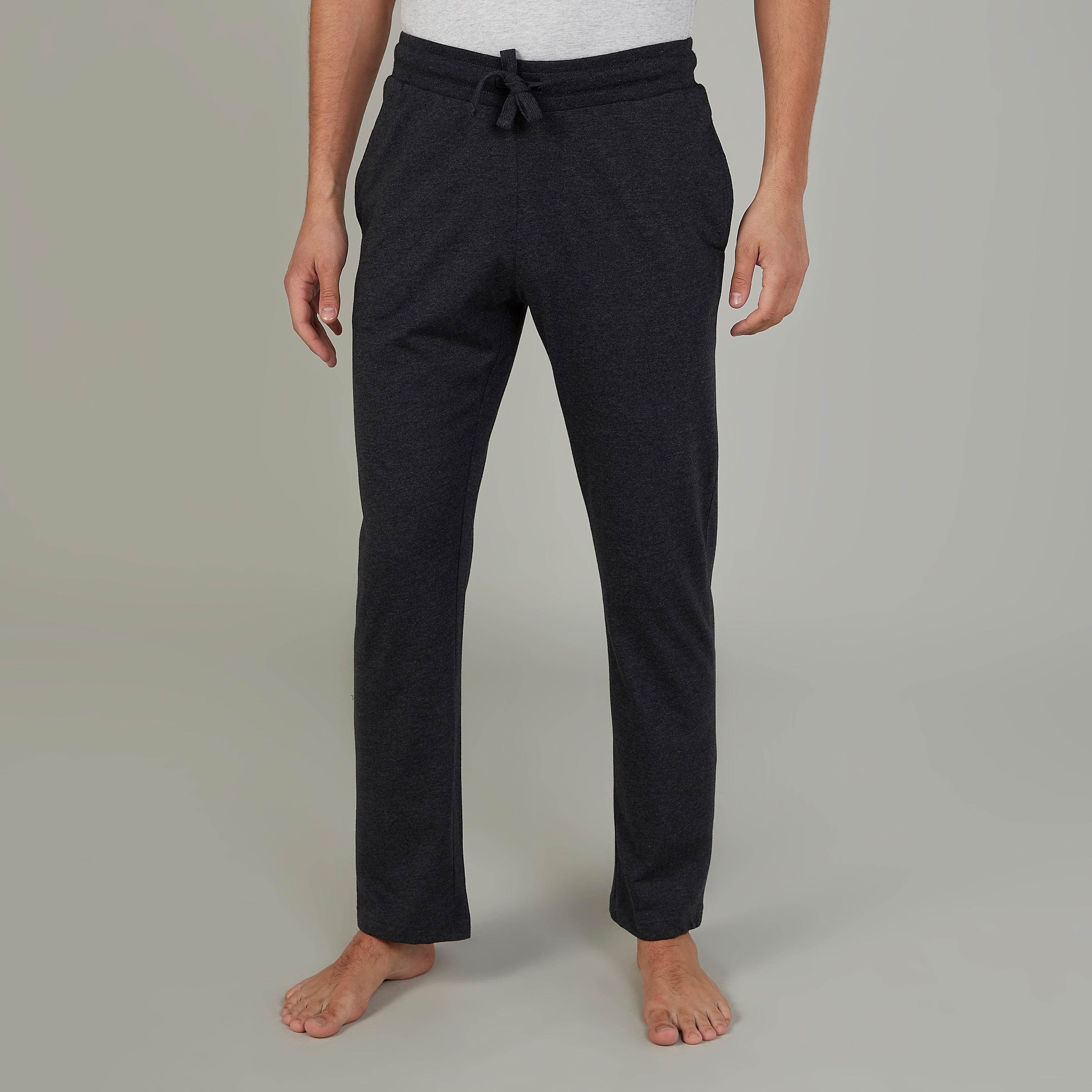 طقم بنطلون بيجاما طويل وتيشيرت سادة بأكمام مغايرة-men-clothing-nightwear-sets-image-2