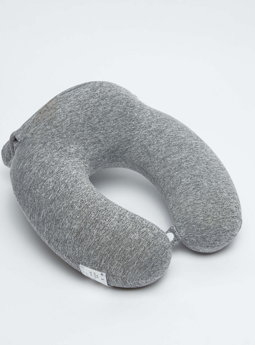 Textured Neck Pillow with Press Button and Drawstring Closure-travel-accessories-image-1