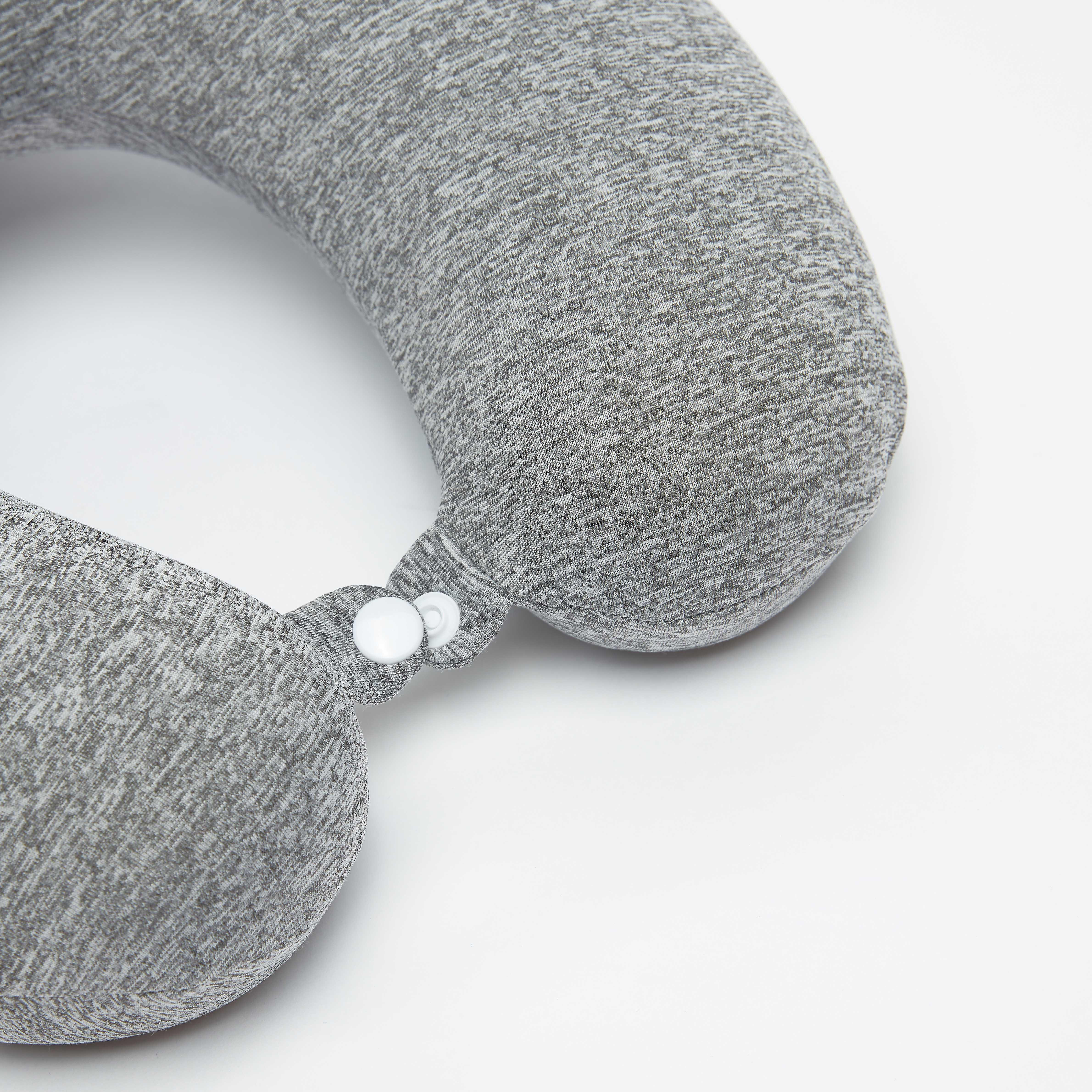Textured Neck Pillow with Press Button and Drawstring Closure-travel-accessories-image-2