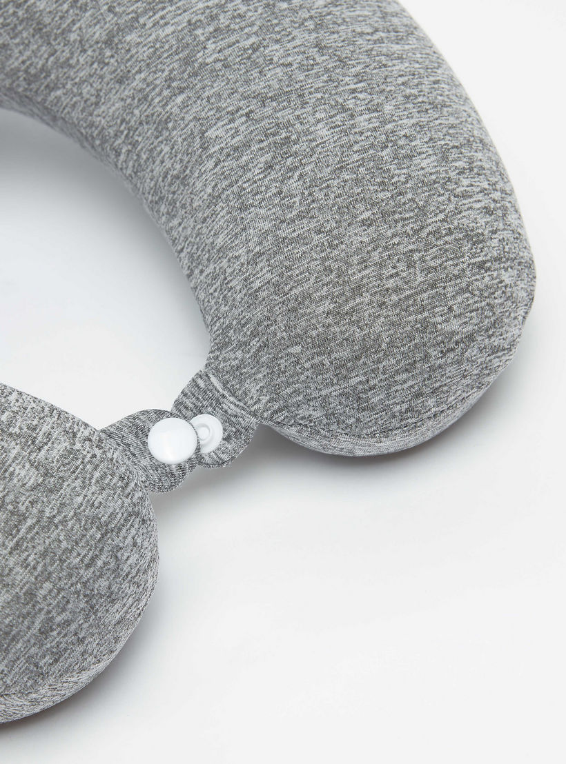 Textured Neck Pillow with Press Button and Drawstring Closure-travel-accessories-image-2