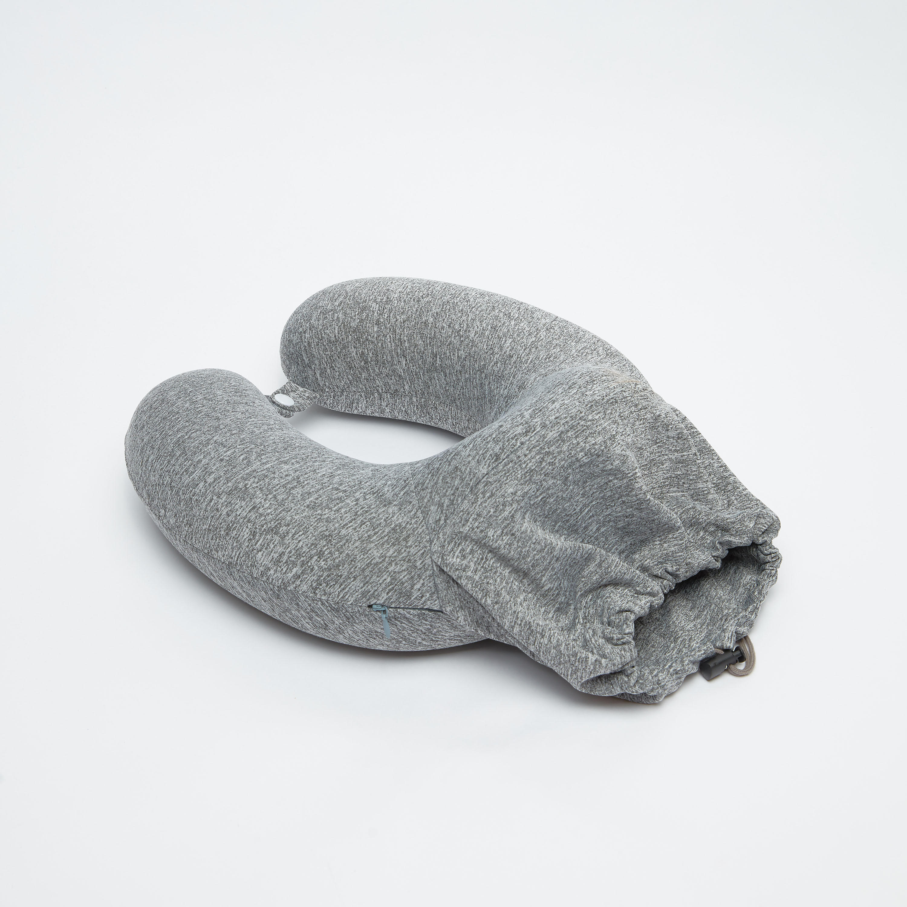 Textured Neck Pillow with Press Button and Drawstring Closure-travel-accessories-image-3