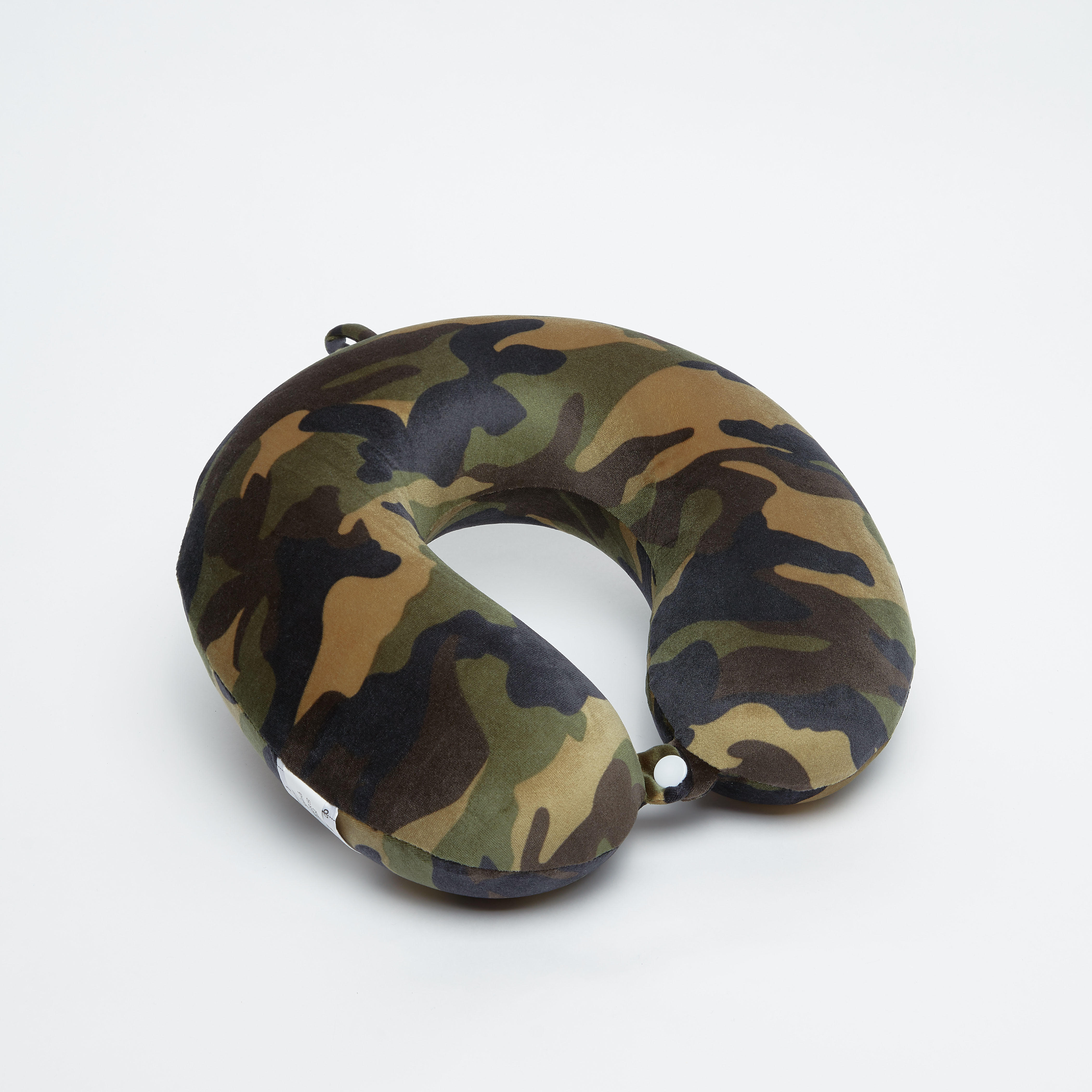 Camouflage Print Neck Pillow with Press Button Closure-travel-accessories-image-1