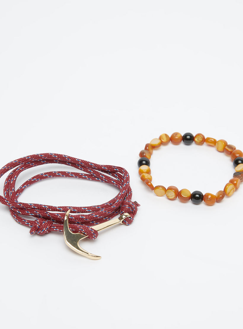 أساور متنوعة - طقم من قطعتين-men-watchesandjewellery-bracelets-image-1