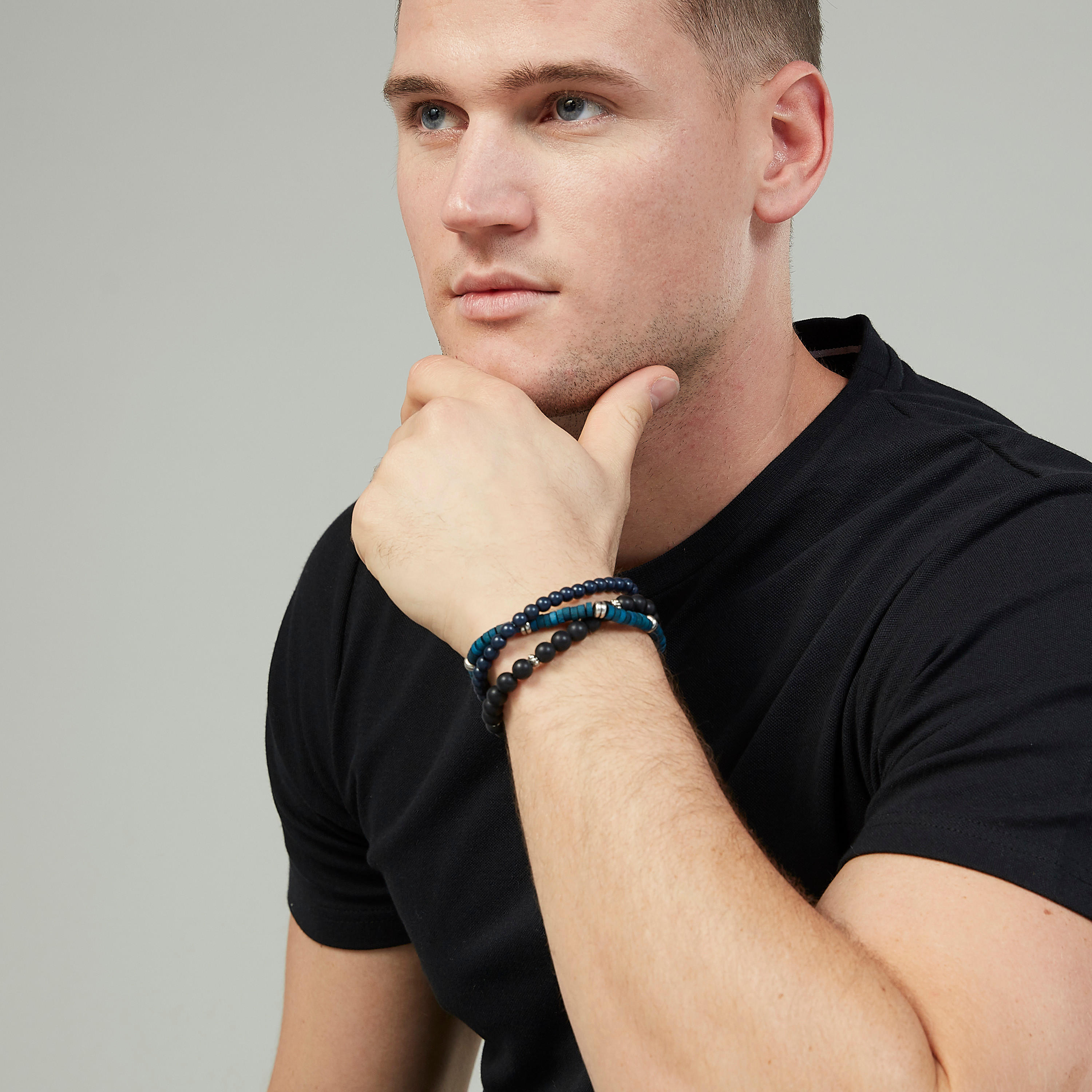 أساور مزينة بالخرز - طقم من 3 قطع-men-watchesandjewellery-bracelets-image-2