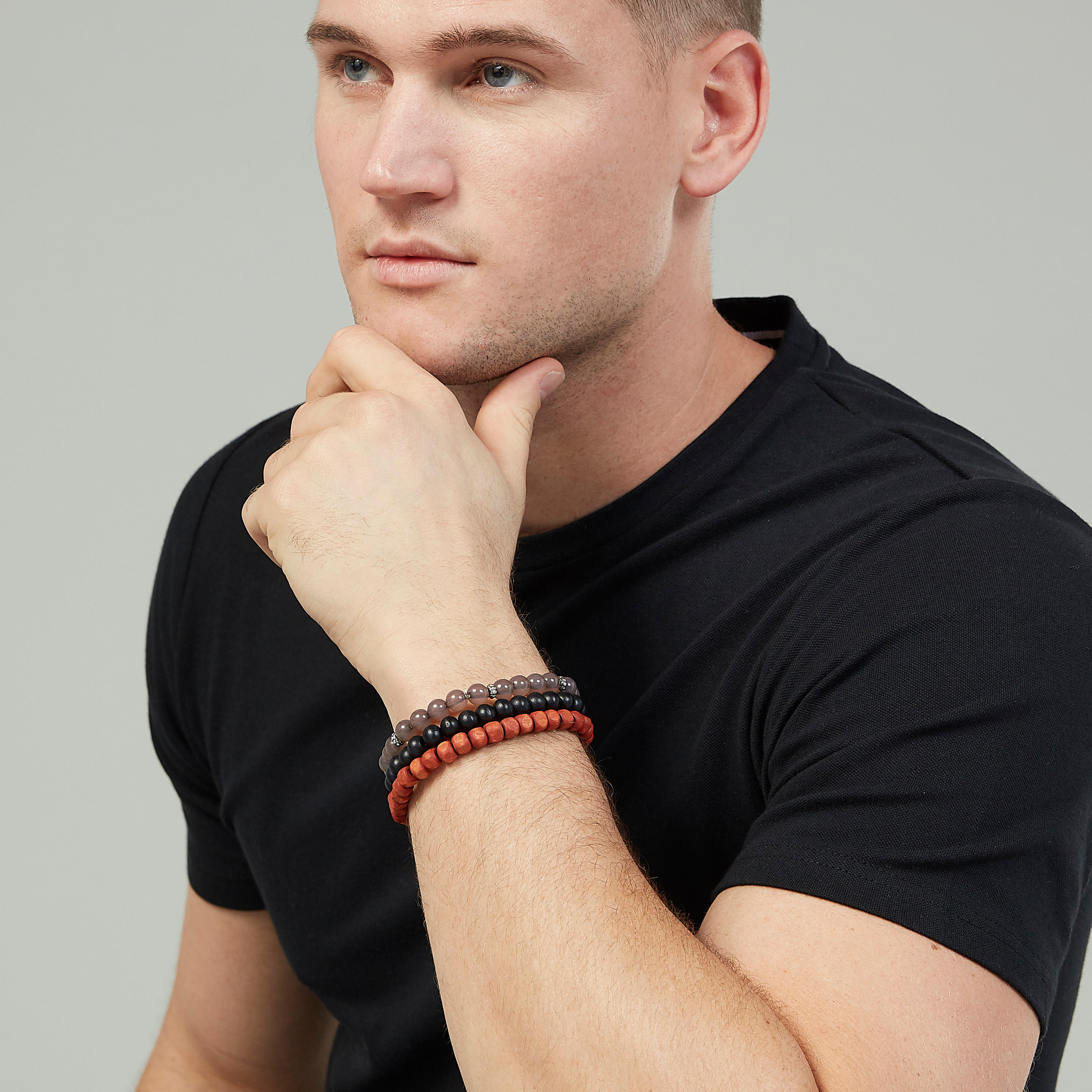 أساور مزينة بالخرز - طقم من 3 قطع-men-watchesandjewellery-bracelets-image-2