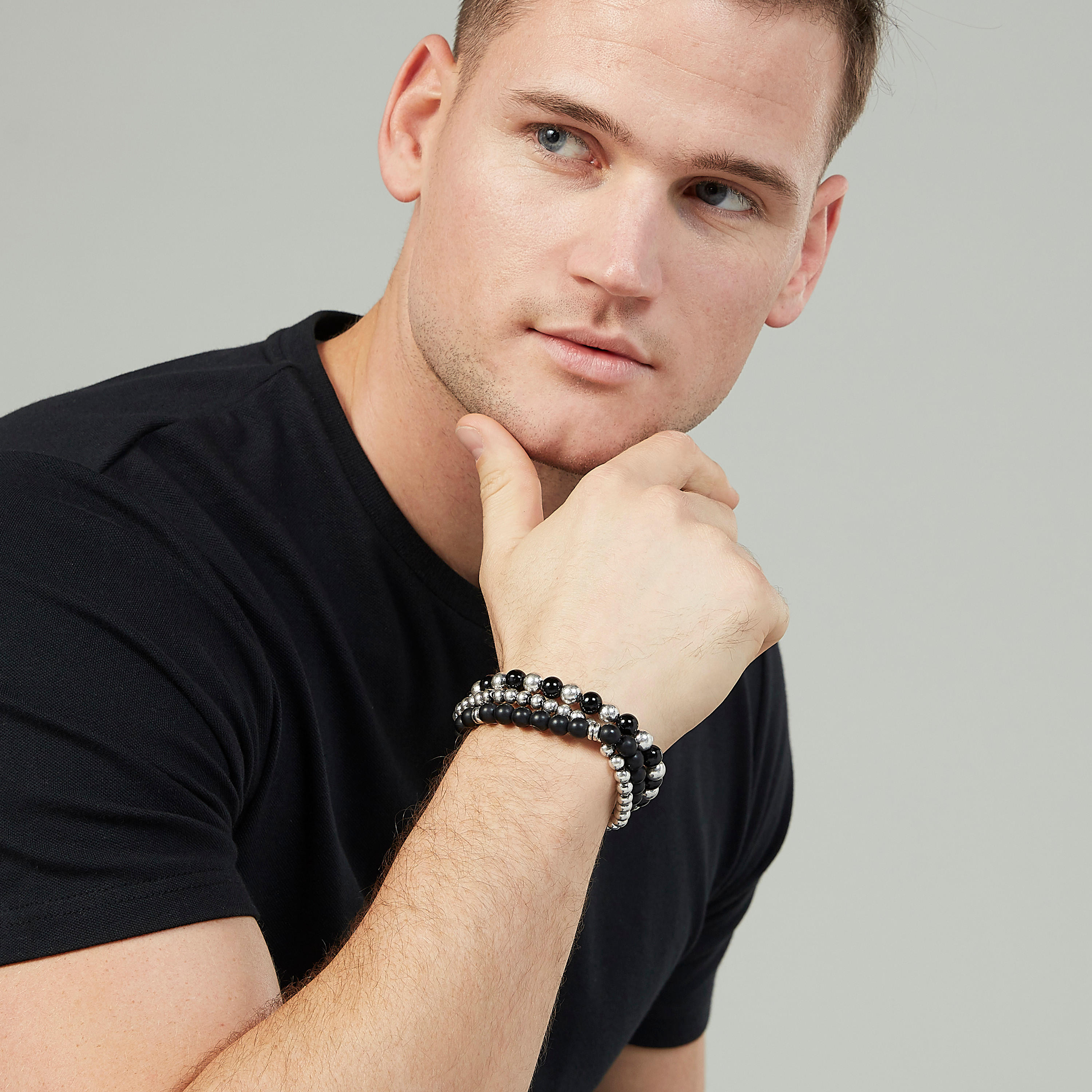 أساور مزينة بالخرز - طقم من 3 قطع-men-watchesandjewellery-bracelets-image-2