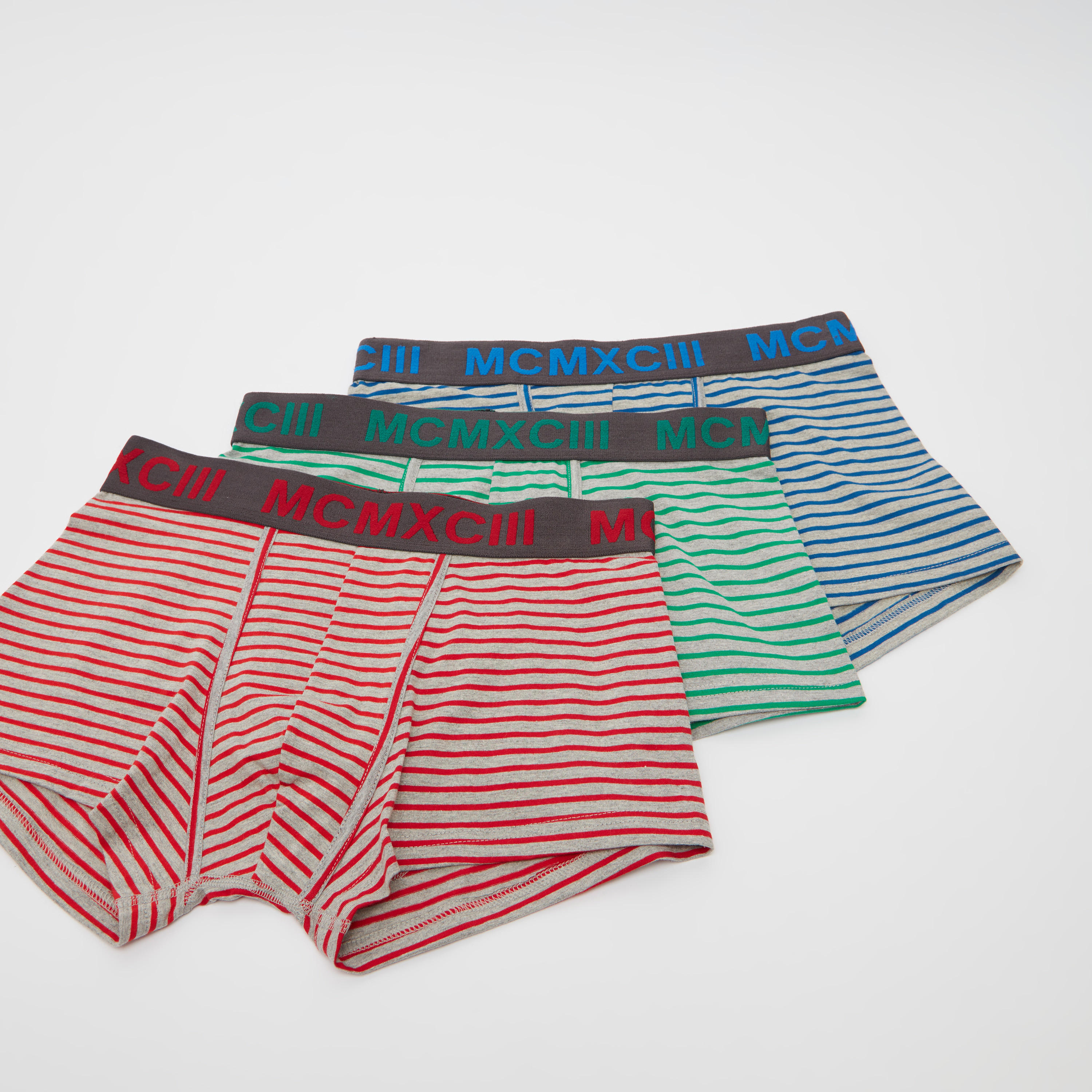 شورتات ترانك مخطّطة بخصر مطّاطي بطبعات - طقم من 3 قطع-men-clothing-innerwear-underwear-image-1