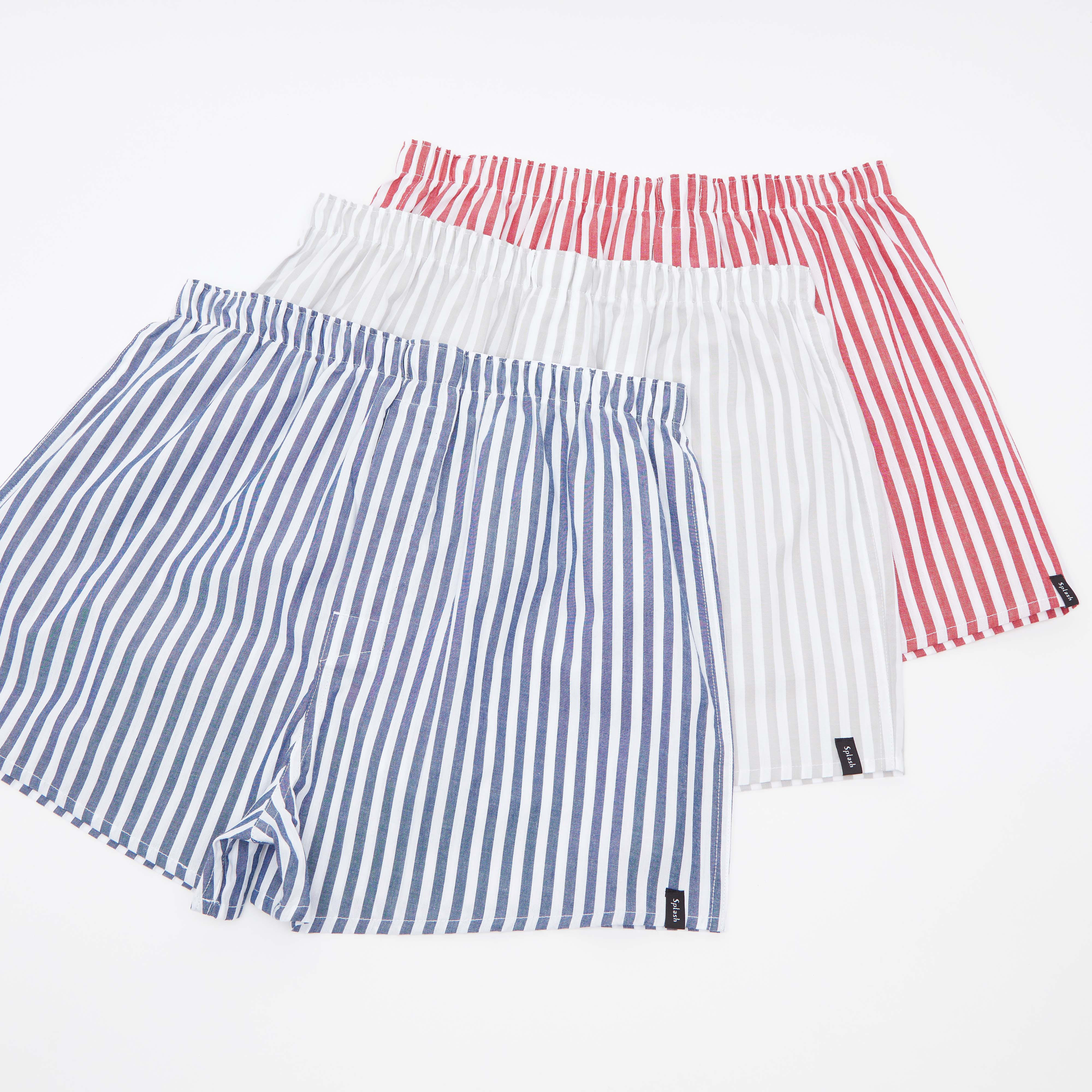 طقم شورتات بوكسر داخلية مقلّمة بخصر مطاطي - 3 قطع-men-clothing-innerwear-underwear-image-1
