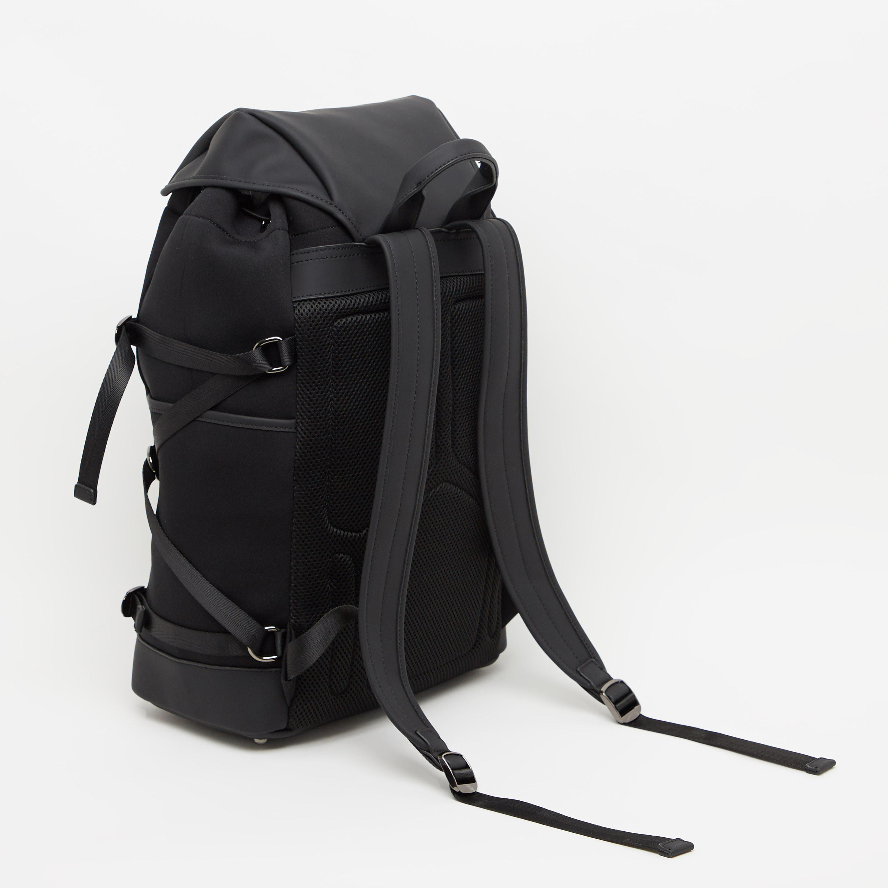 Solid Backpack with Adjustable Shoulder Straps and Buckle Closure Flap-men-bags-image-4