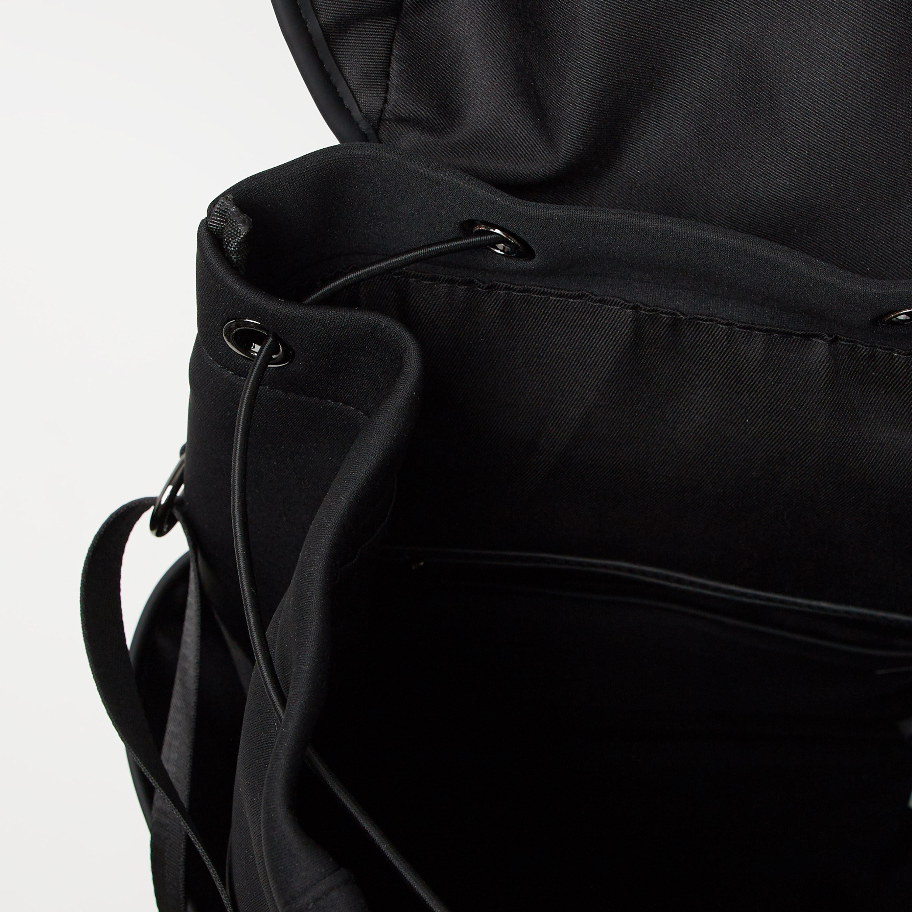 Solid Backpack with Adjustable Shoulder Straps and Buckle Closure Flap-men-bags-image-5