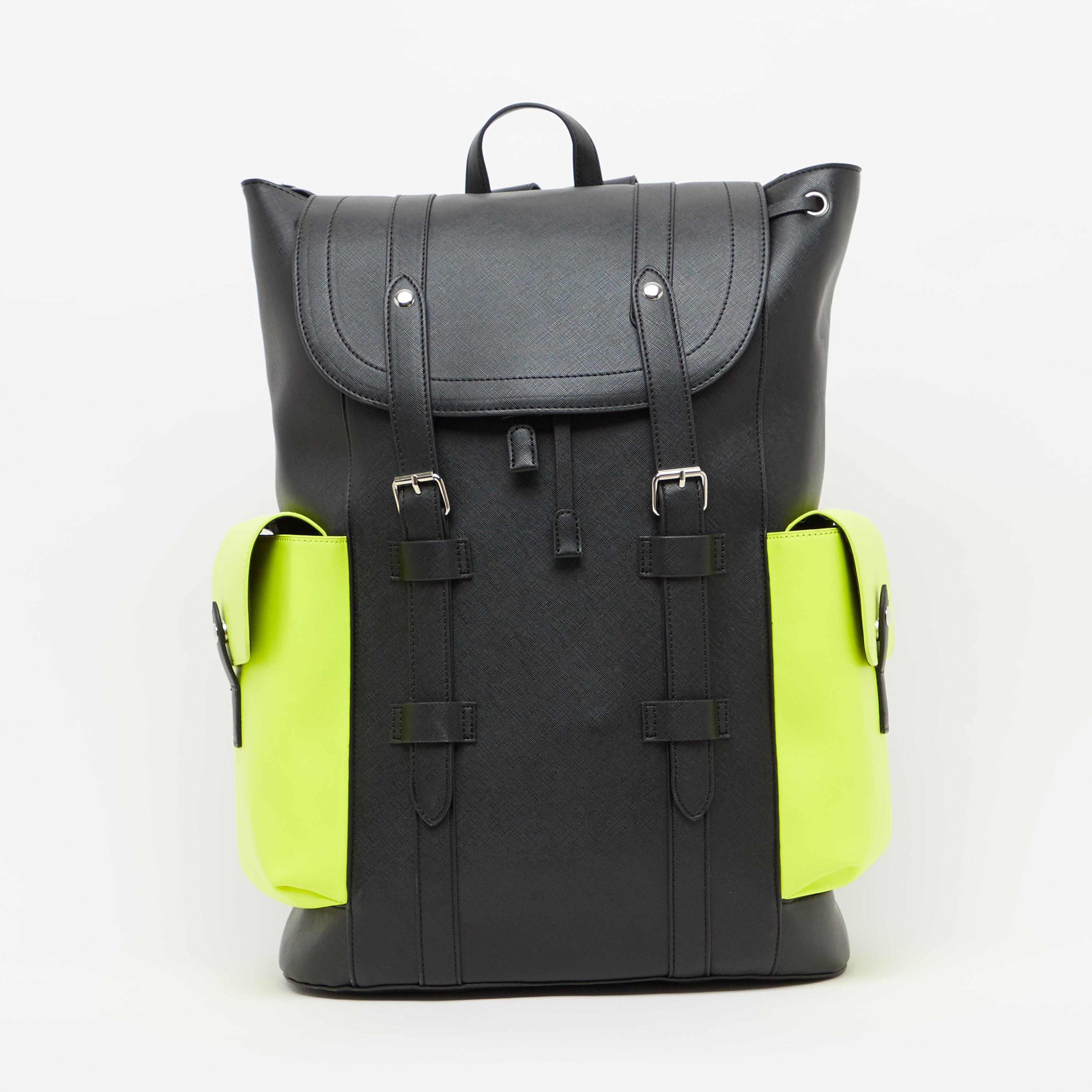 شنطة ظهر بارزة الملمس بأربطة وإبزيم إغلاق-men-bags-image-1
