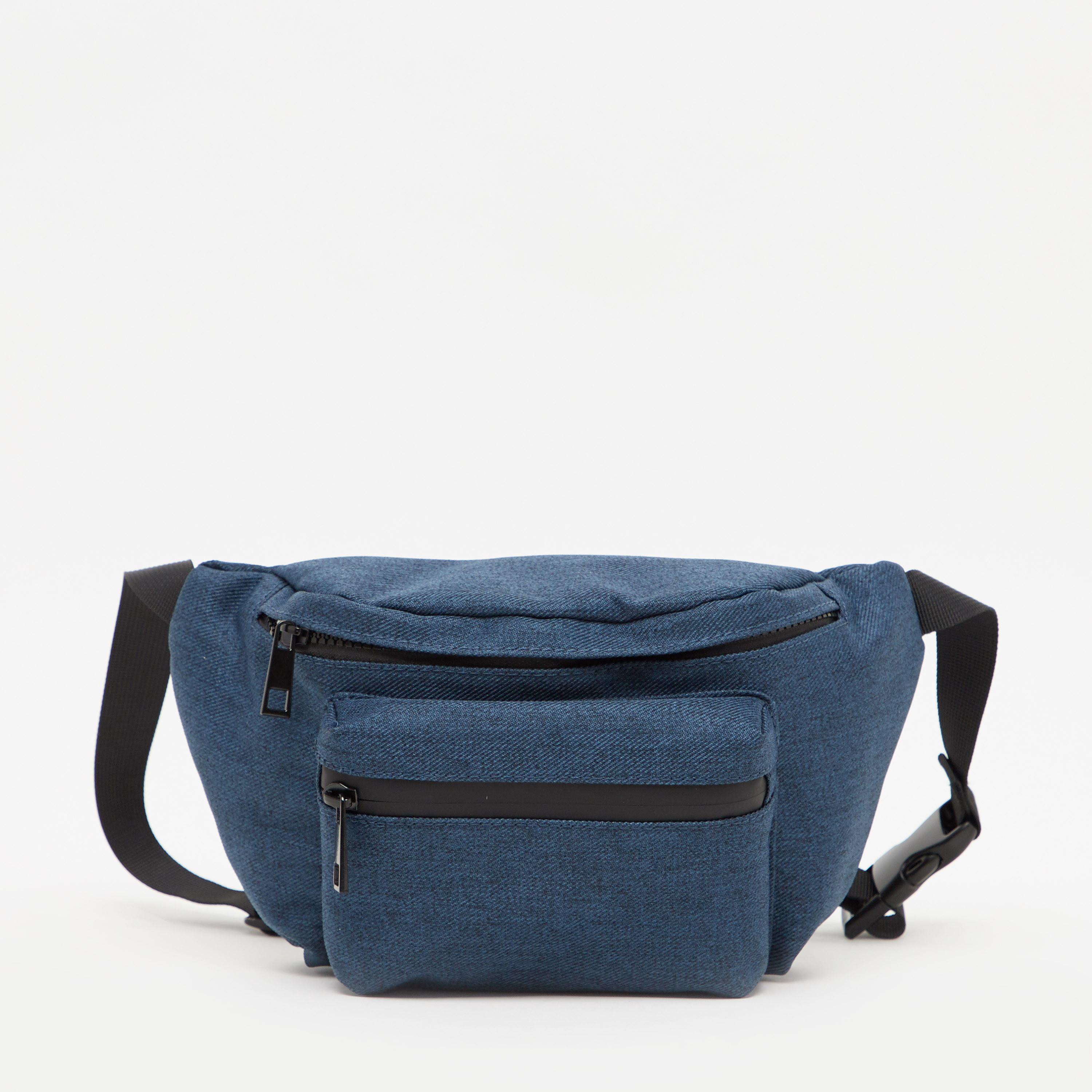 Textured Fanny Pack with Adjustable Strap and Buckle Closure-men-bags-image-1