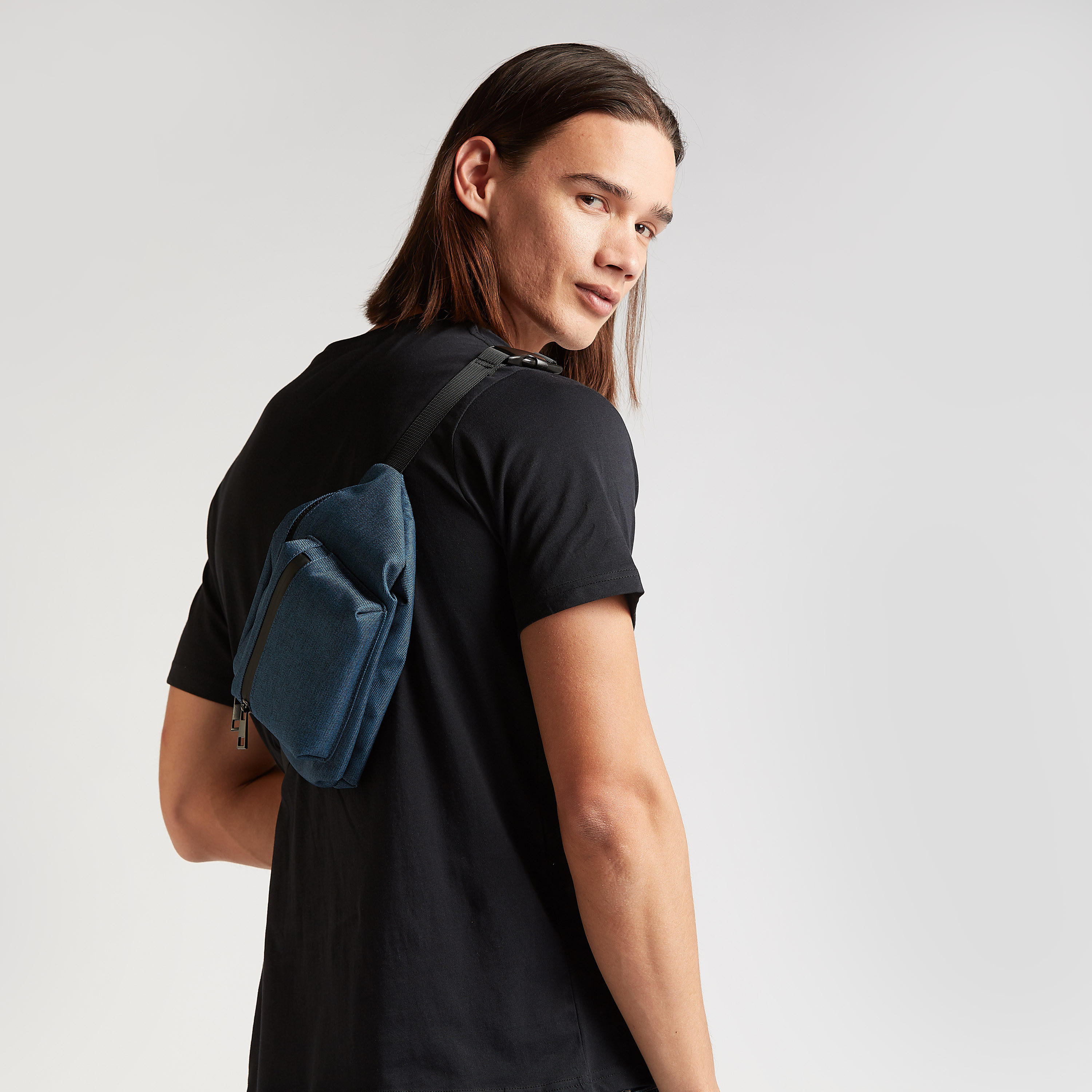 Textured Fanny Pack with Adjustable Strap and Buckle Closure-men-bags-image-2