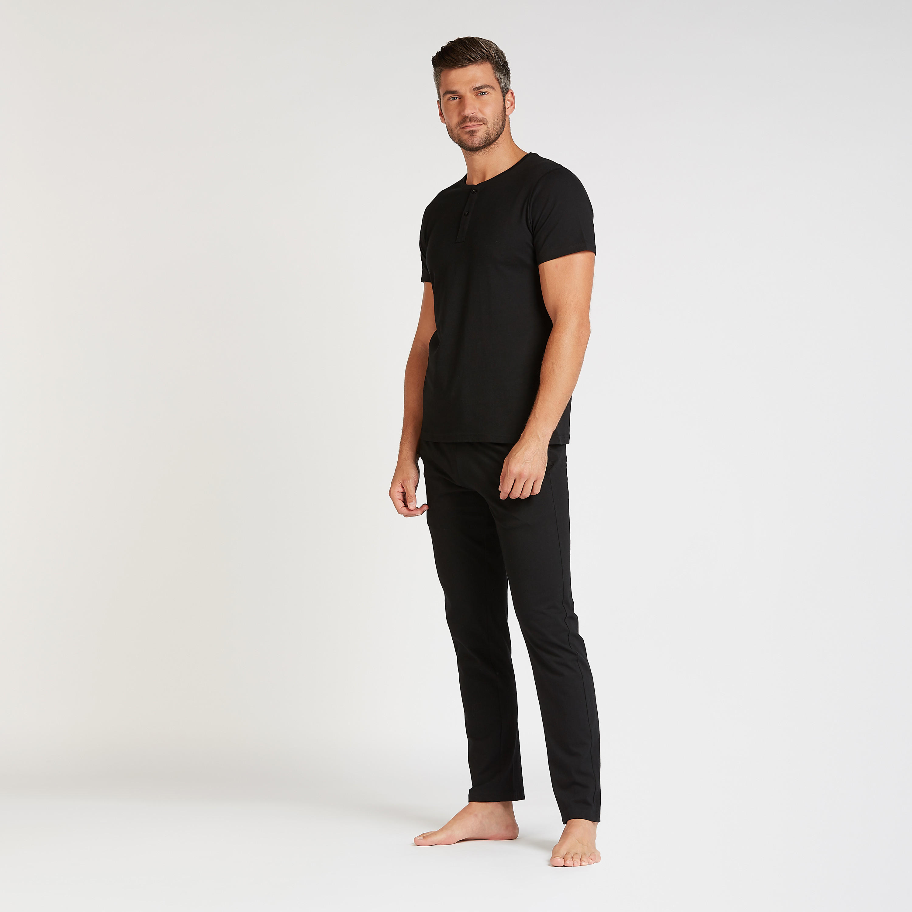 Solid Henley Neck T-shirt and Full Length Pyjama Set-men-clothing-nightwear-sets-image-5