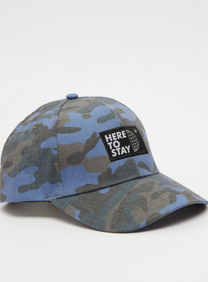 Camouflage Print Cap with Snap Closure-men-caps-image-1