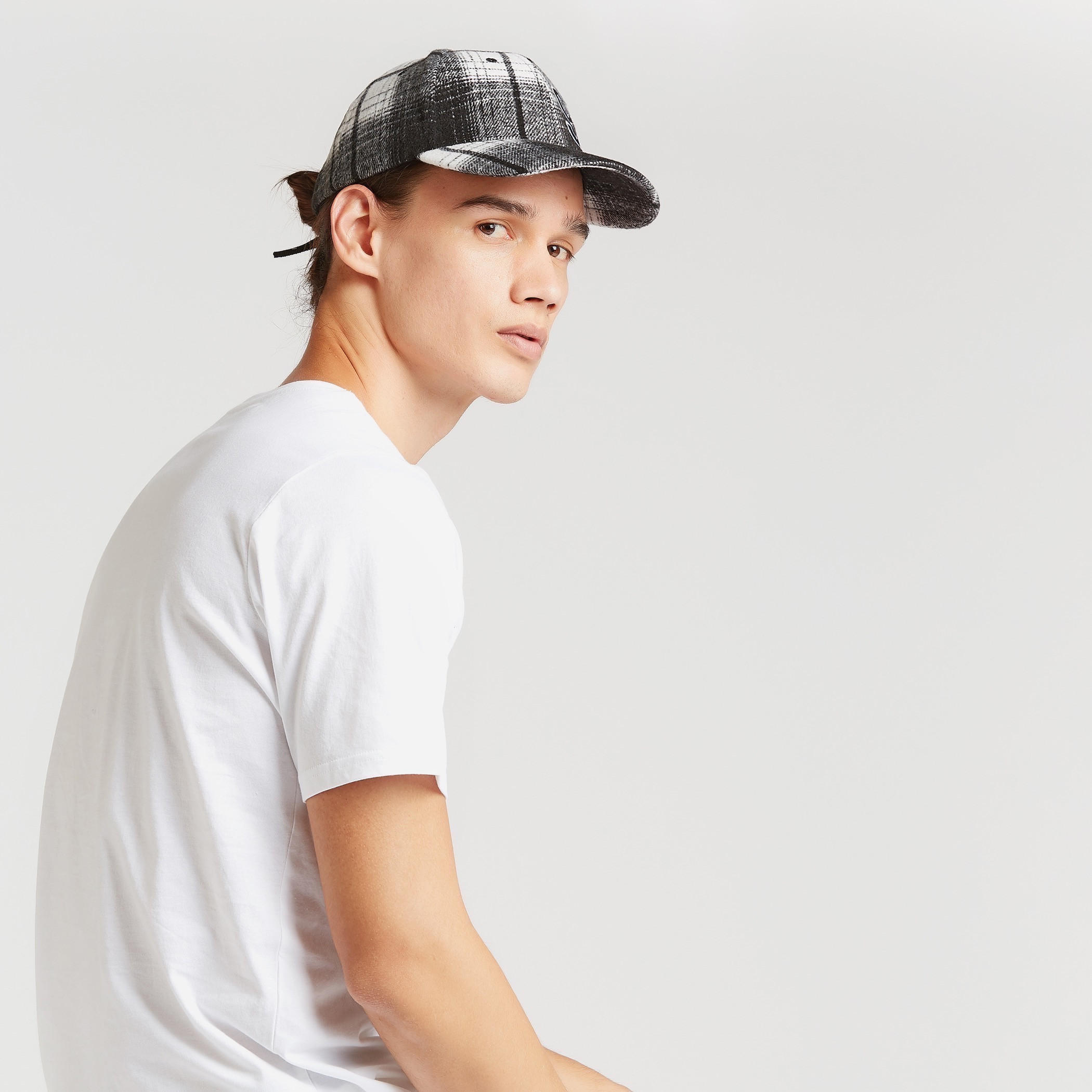 Checked Cap with Clip-On Closure-men-caps-image-2
