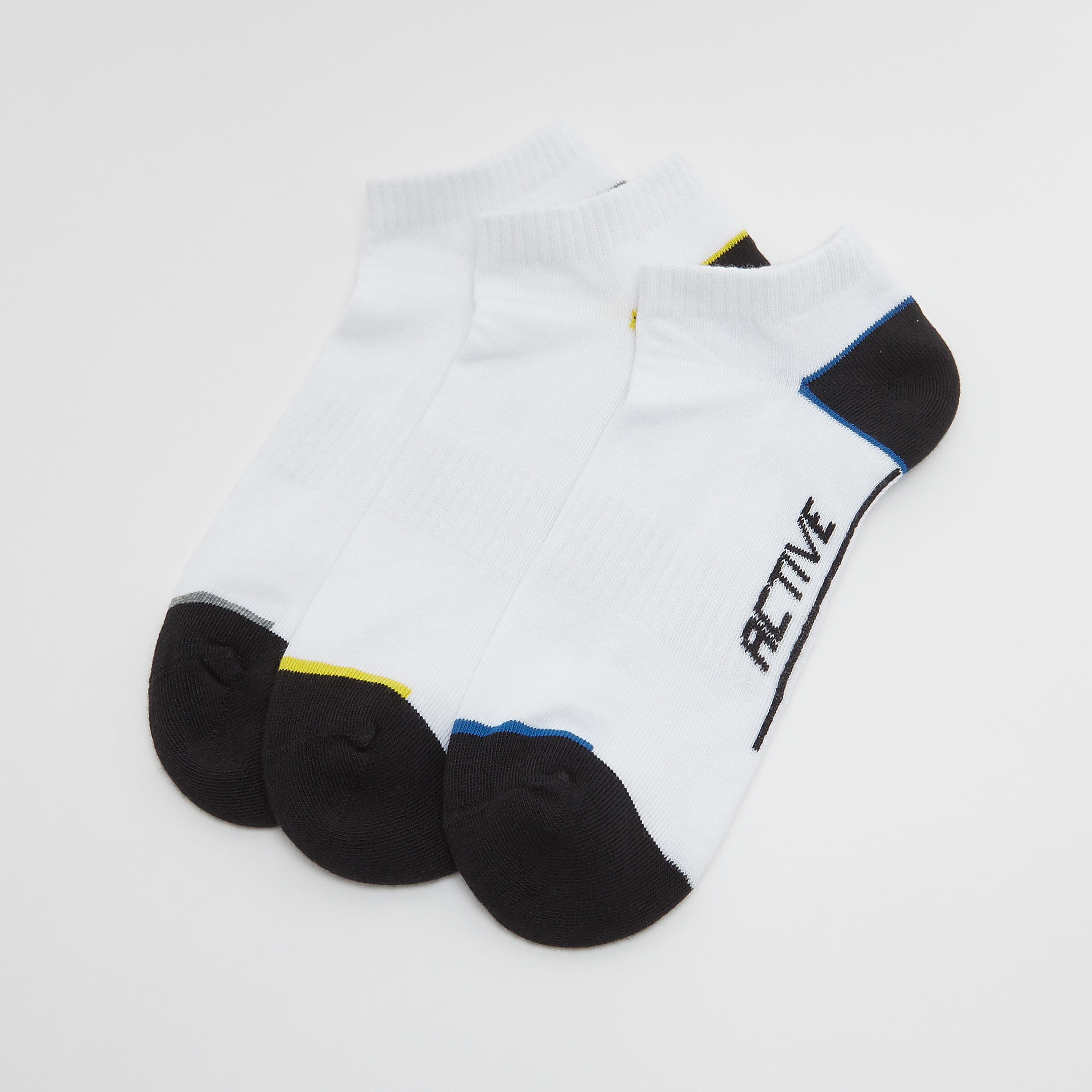 Set of 3 - Assorted Ankle Length Socks with Cuffed Hem-men-socks-image-1