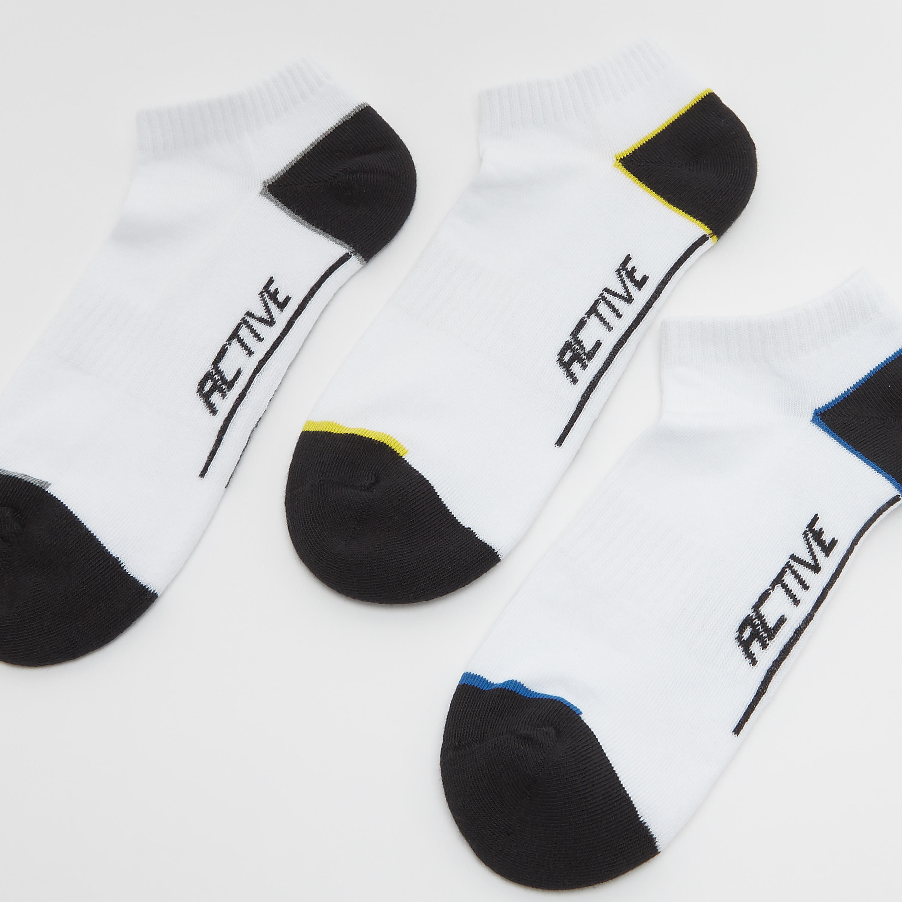 Set of 3 - Assorted Ankle Length Socks with Cuffed Hem-men-socks-image-2