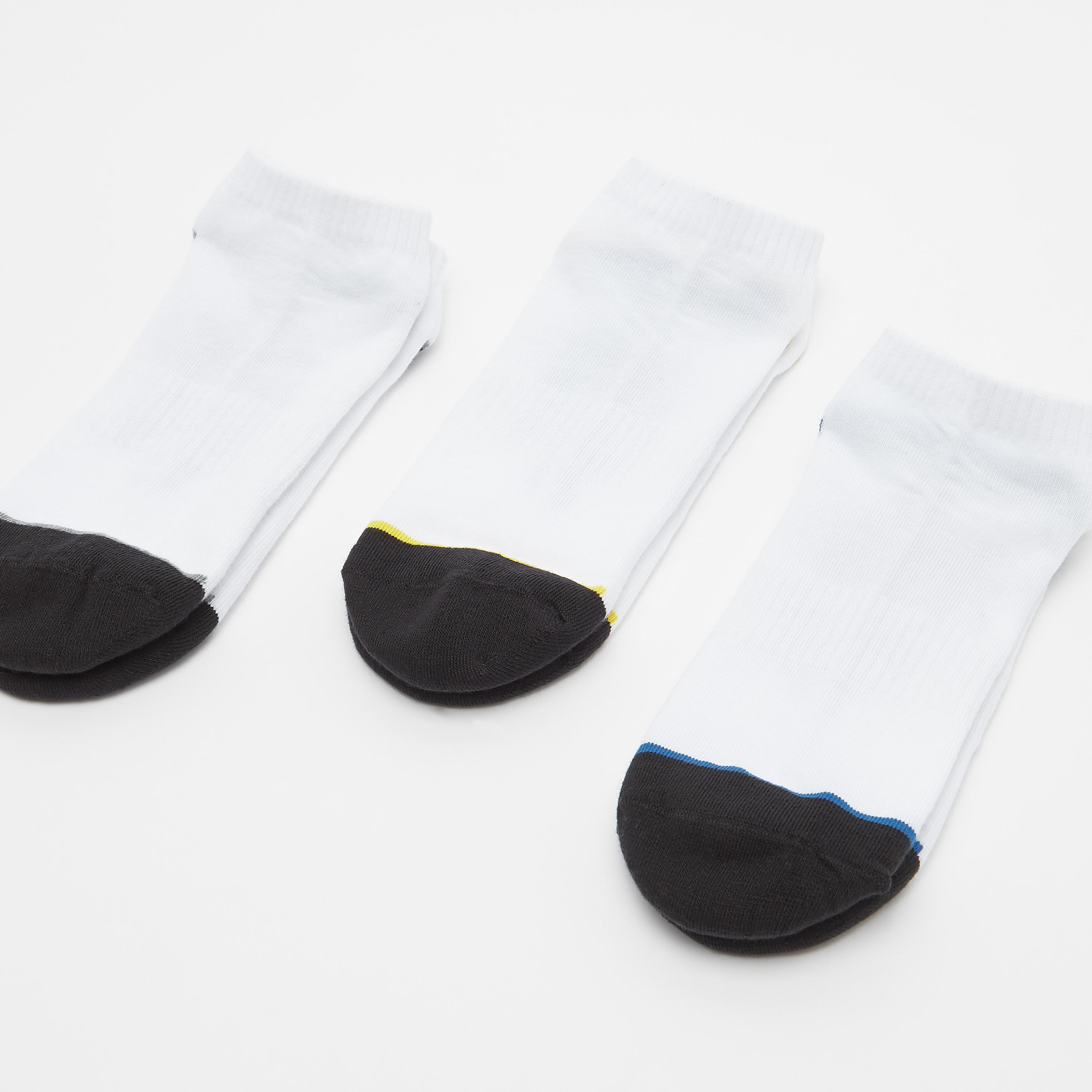 Set of 3 - Assorted Ankle Length Socks with Cuffed Hem-men-socks-image-3