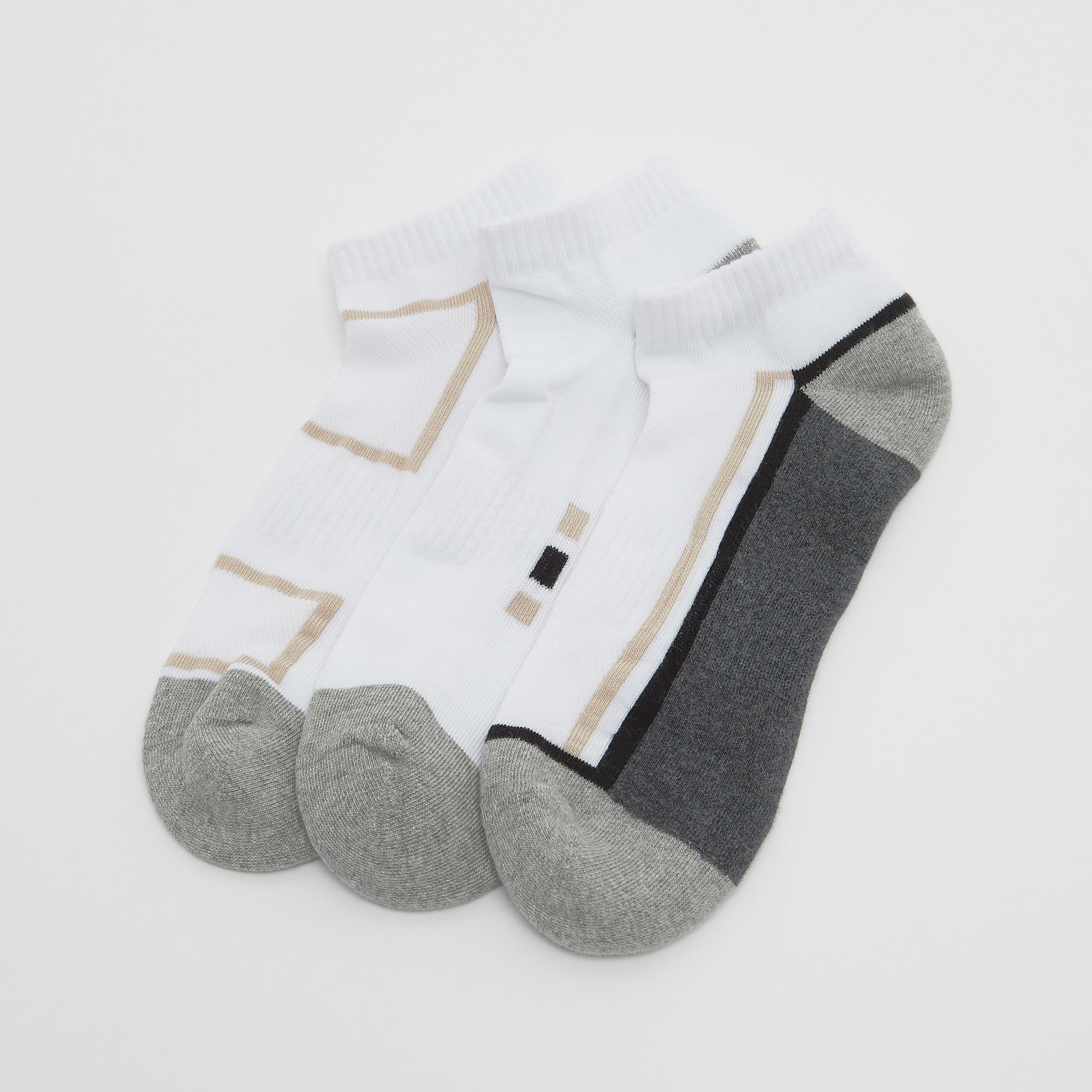 Set of 3 - Assorted Ankle Length Socks with Cuffed Hem-men-socks-image-1