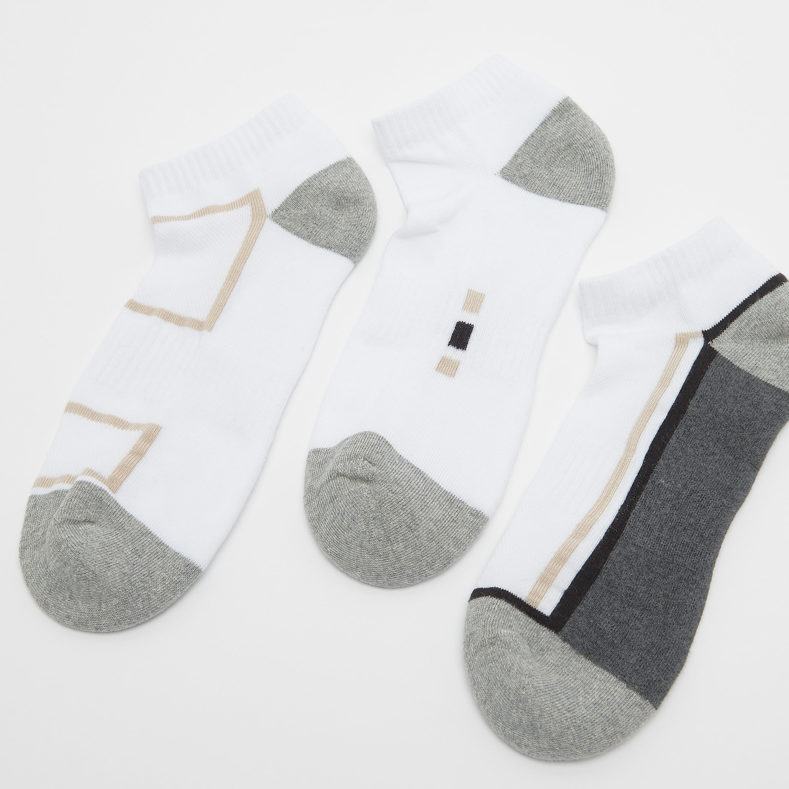 Set of 3 - Assorted Ankle Length Socks with Cuffed Hem-men-socks-image-2