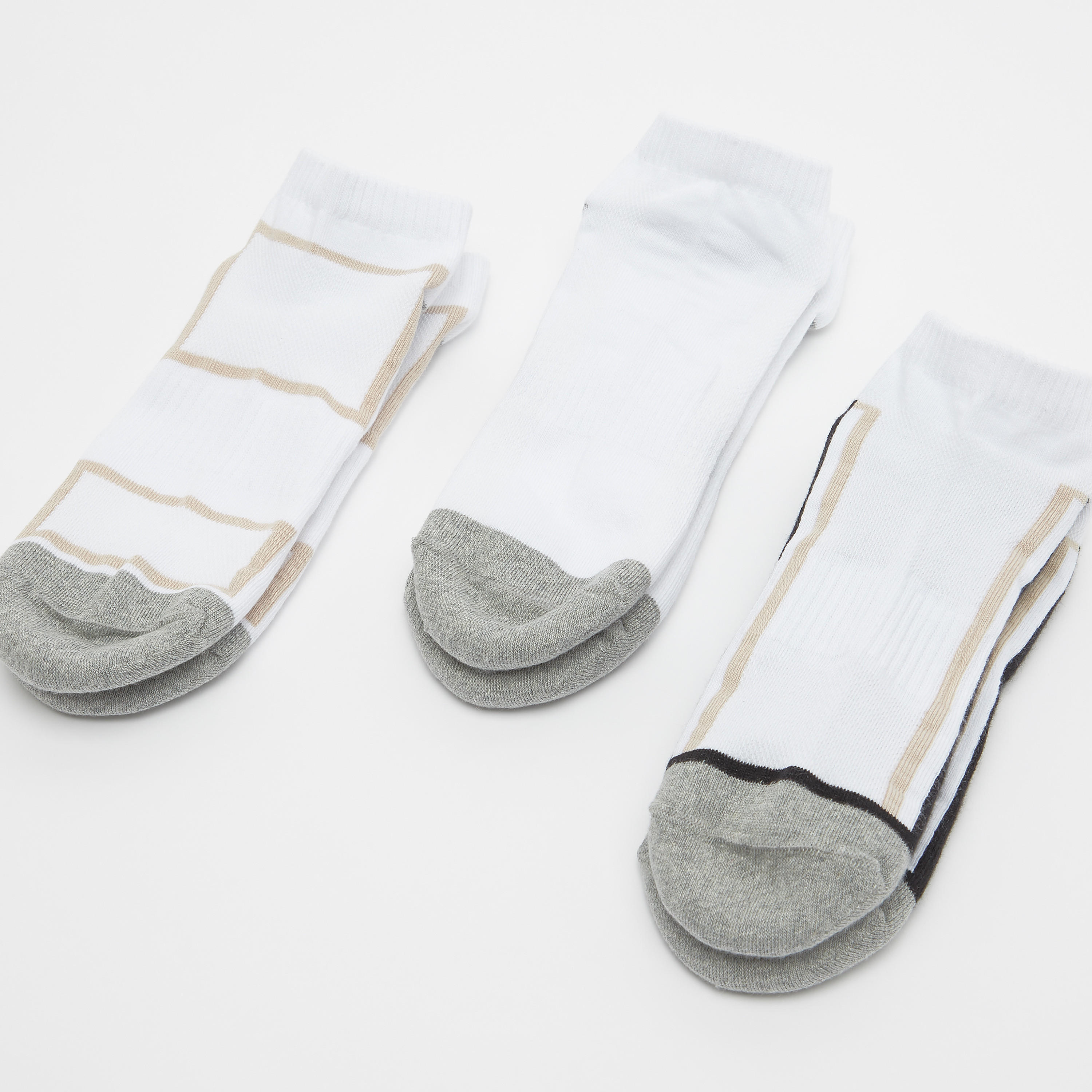 Set of 3 - Assorted Ankle Length Socks with Cuffed Hem-men-socks-image-3