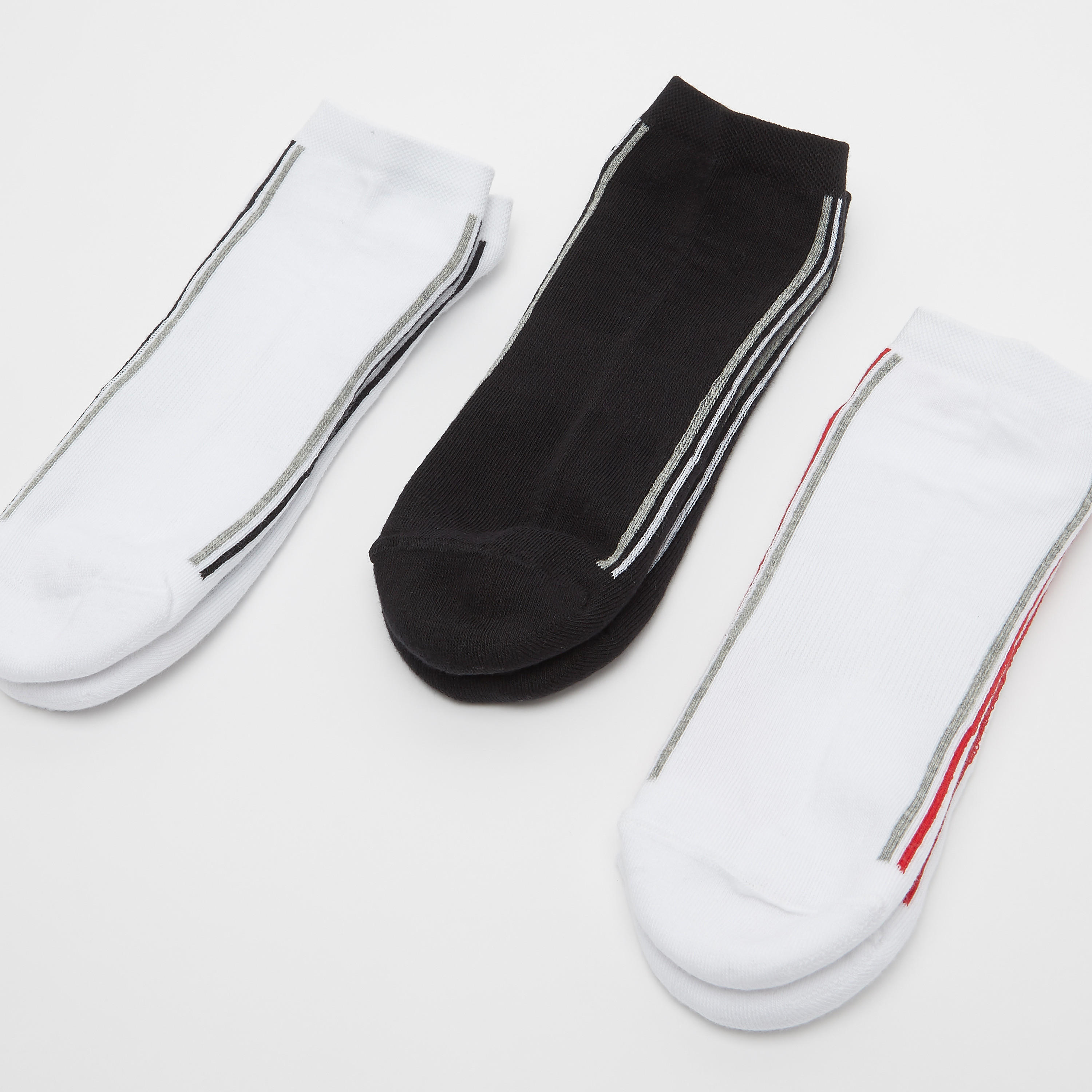 Set of 3 - Assorted Ankle Length Socks with Cuffed Hem-men-socks-image-3