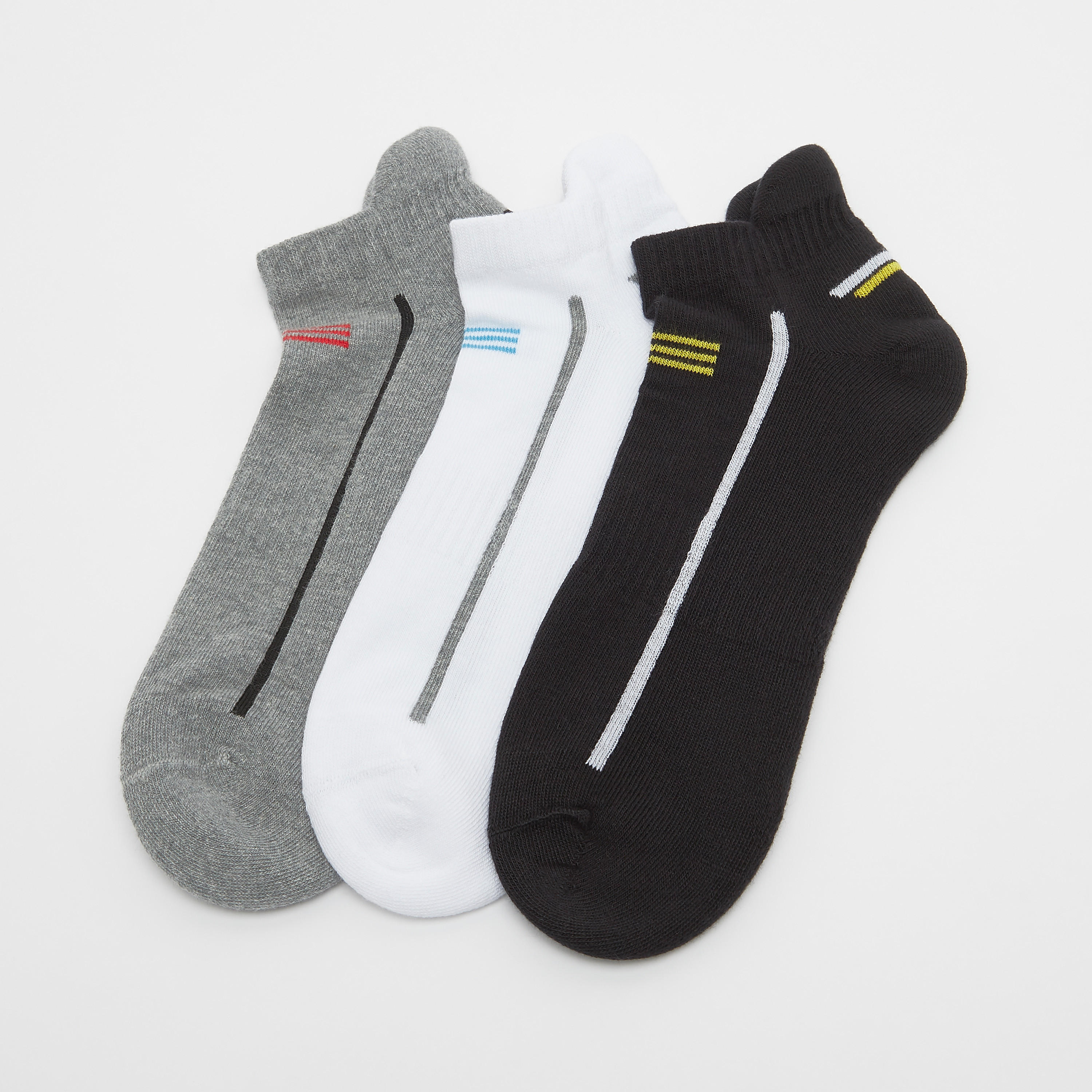 Set of 3 - Assorted Ankle Length Socks with Cuffed Hem-men-socks-image-1